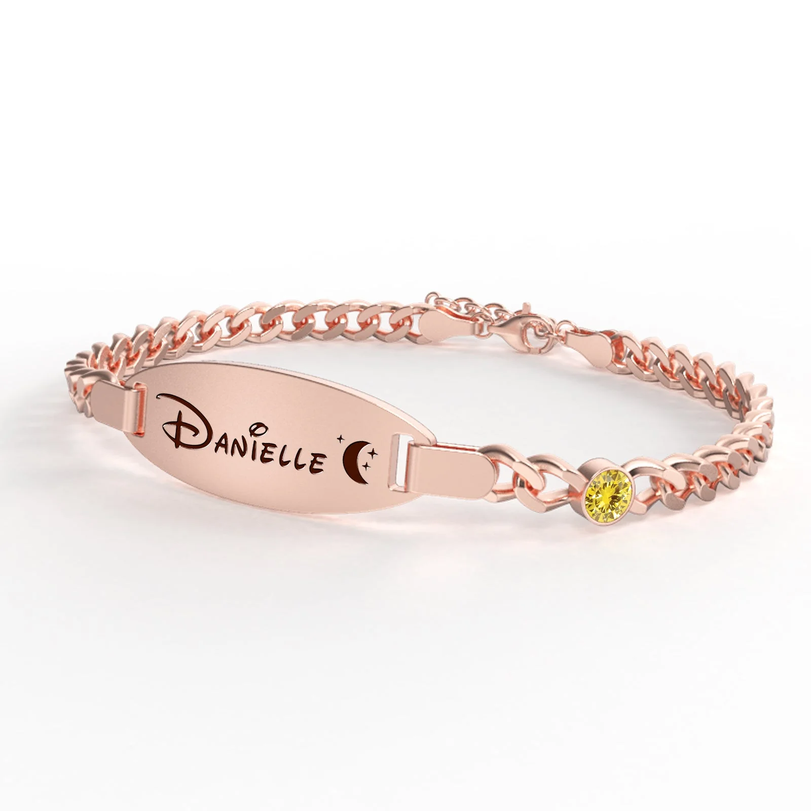 Oval Personalized Baby Name and Birthstone Bracelet - Image 9