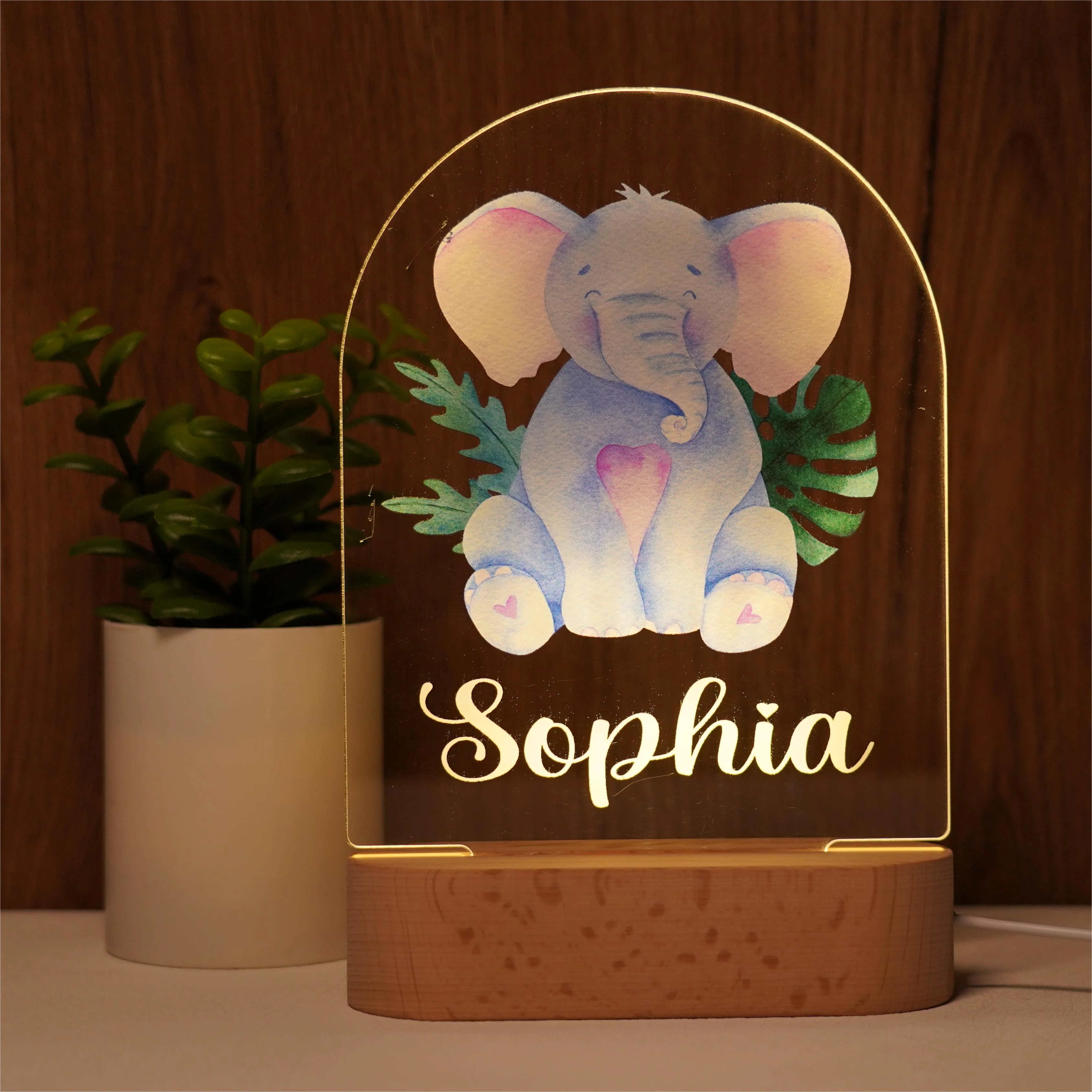 Baby Name Night Light Lamp - Elephant - Image 3