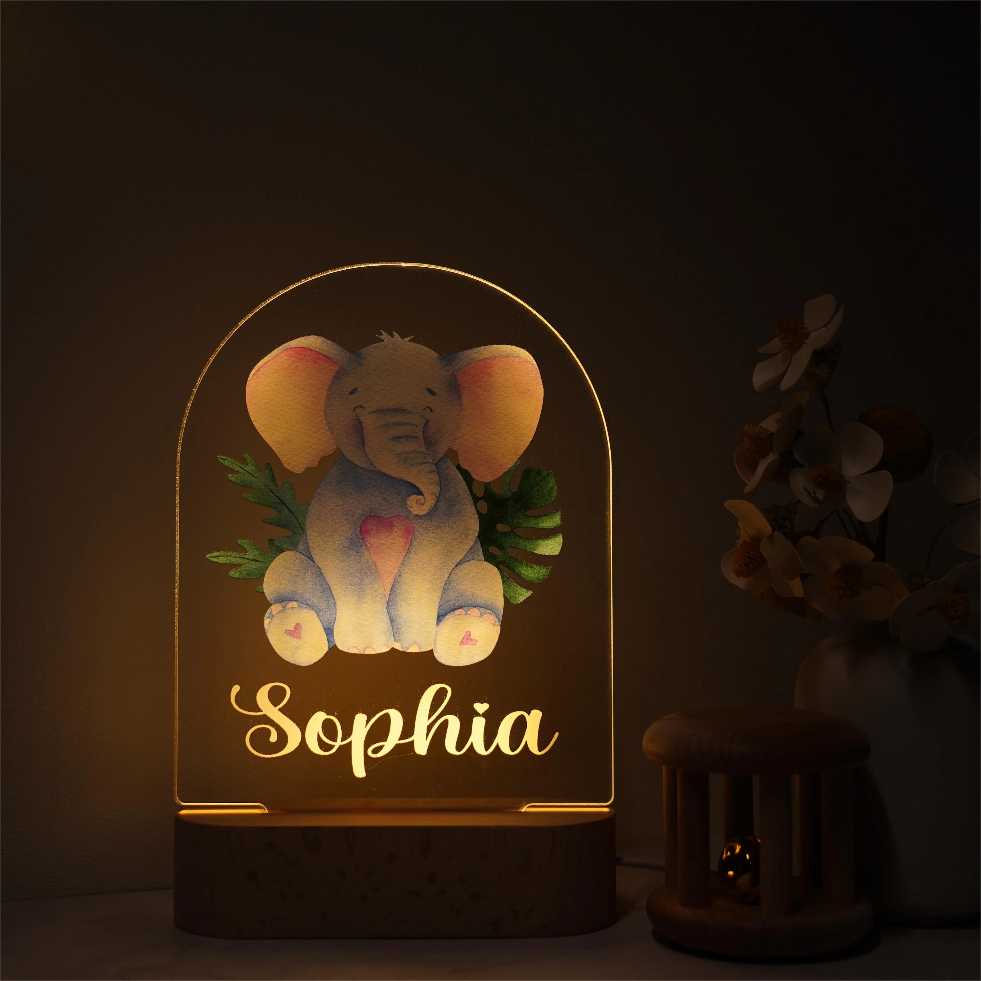 Baby Name Night Light Lamp - Elephant - Image 4