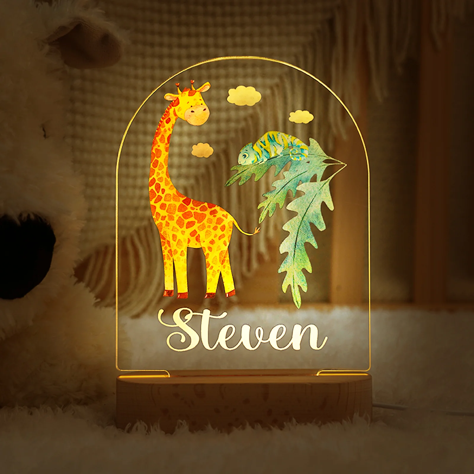 Baby Name Night Light Lamp - Giraffe - Image 3