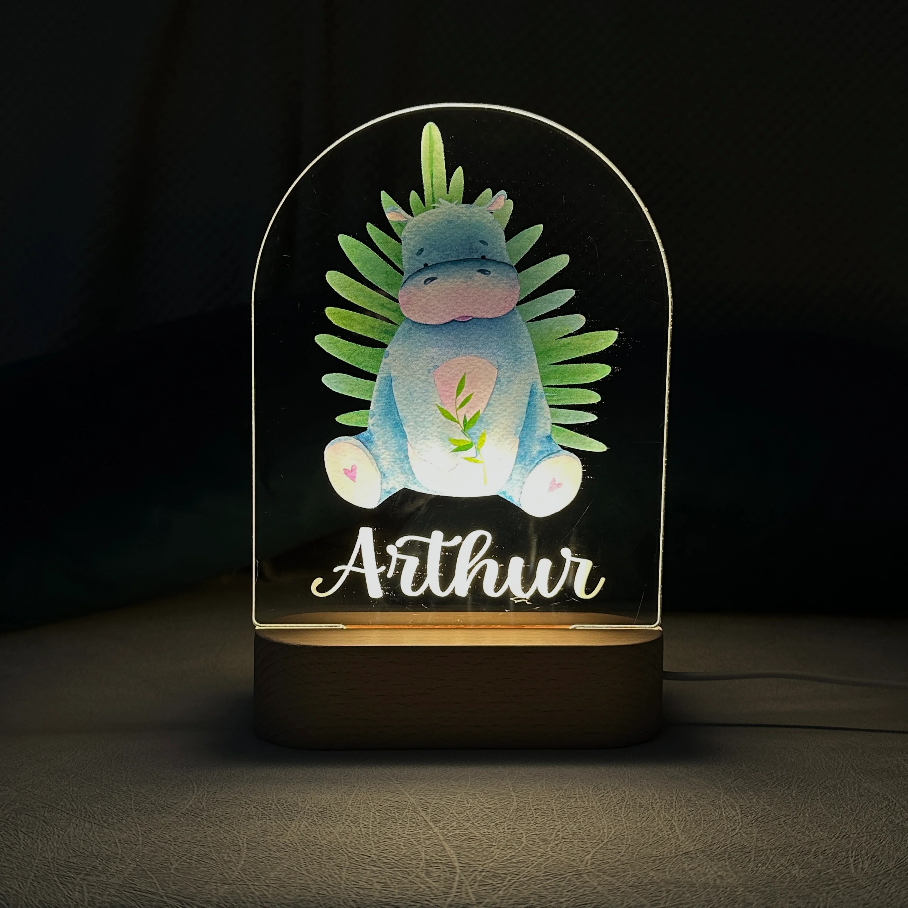 Baby Name Night Light Lamp - Hippo - Image 3