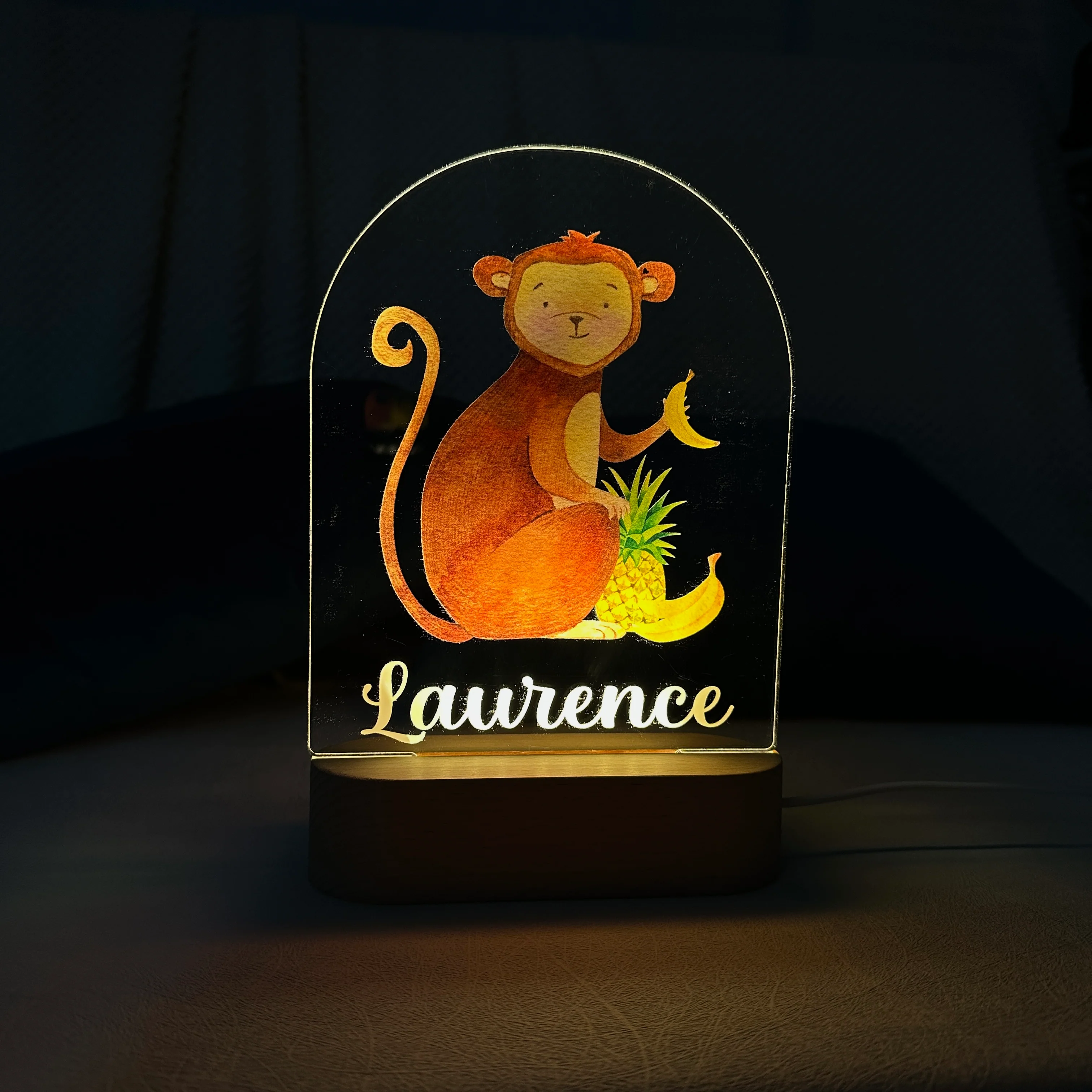 Baby Name Night Light Lamp - Monkey - Image 3
