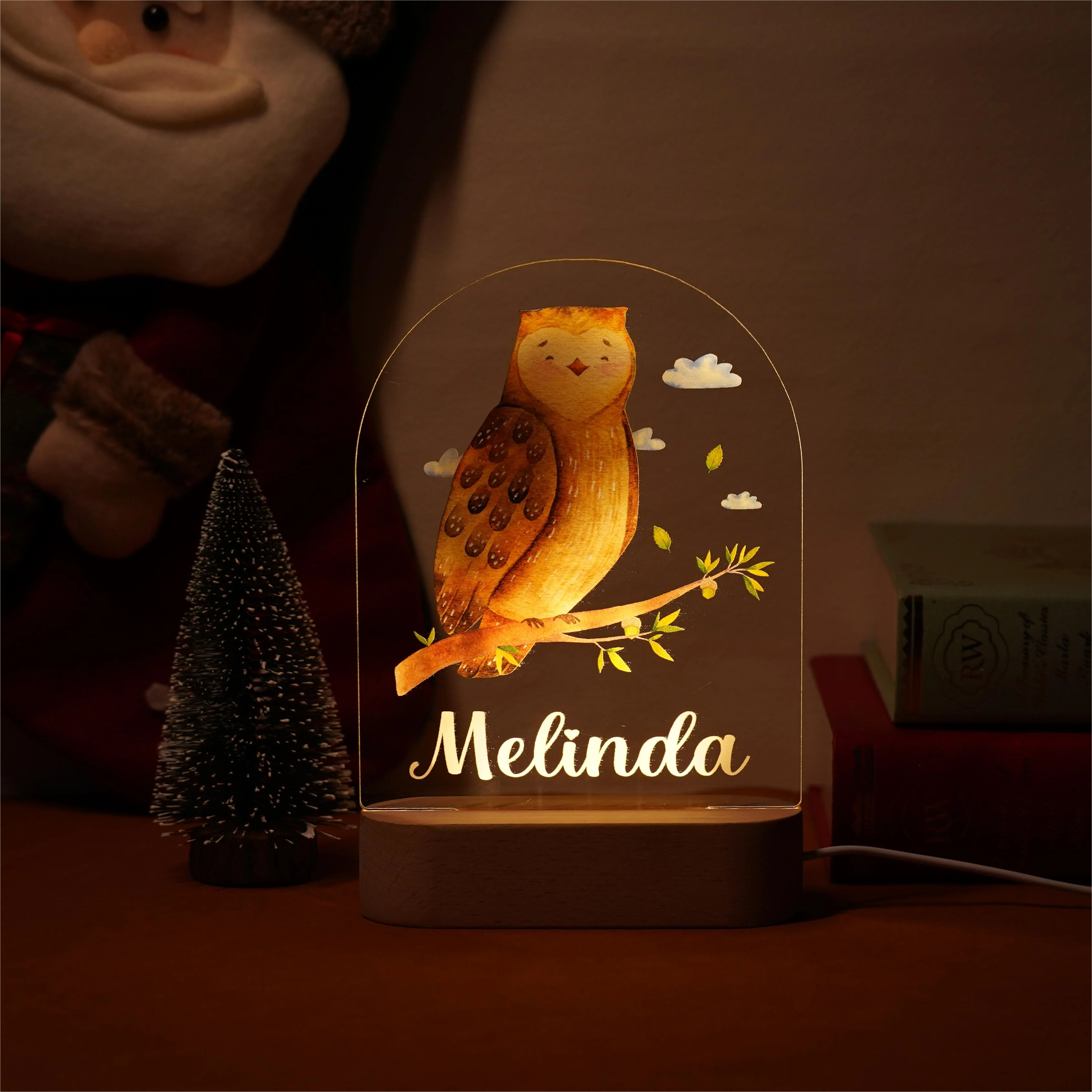 Baby Name Night Light Lamp - Owl - Image 2
