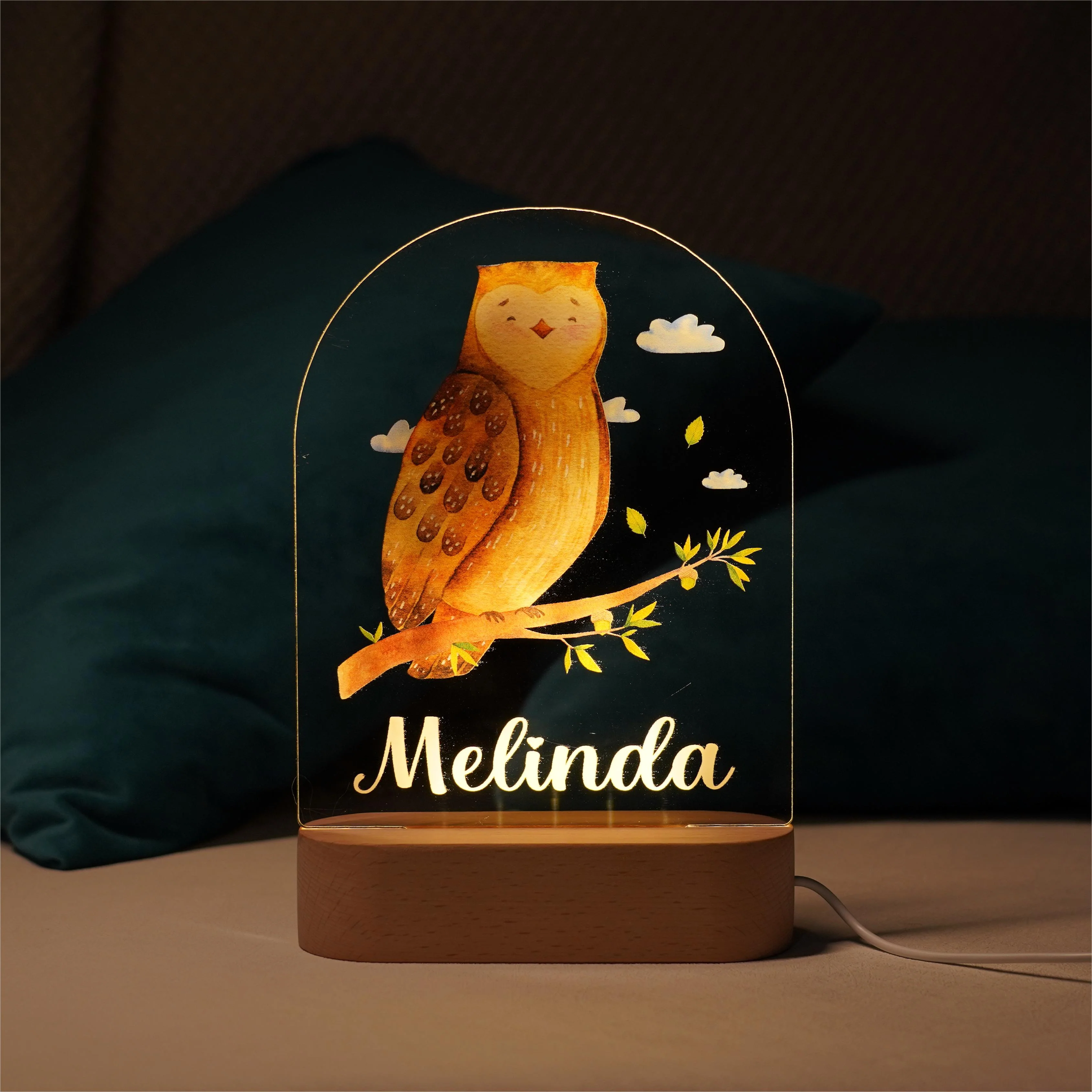 Baby Name Night Light Lamp - Owl - Image 3
