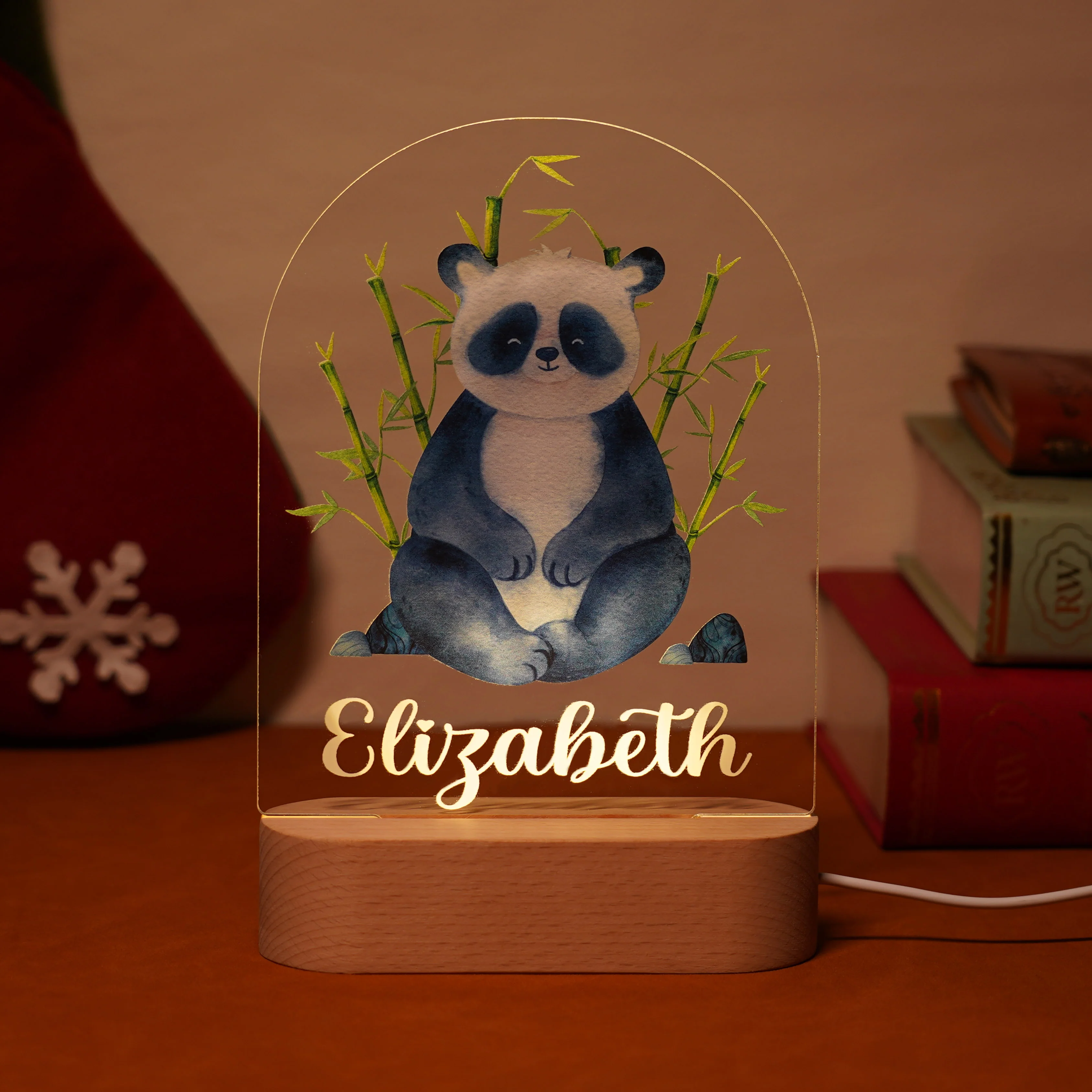 Baby Name Night Light Lamp - Panda - Image 2