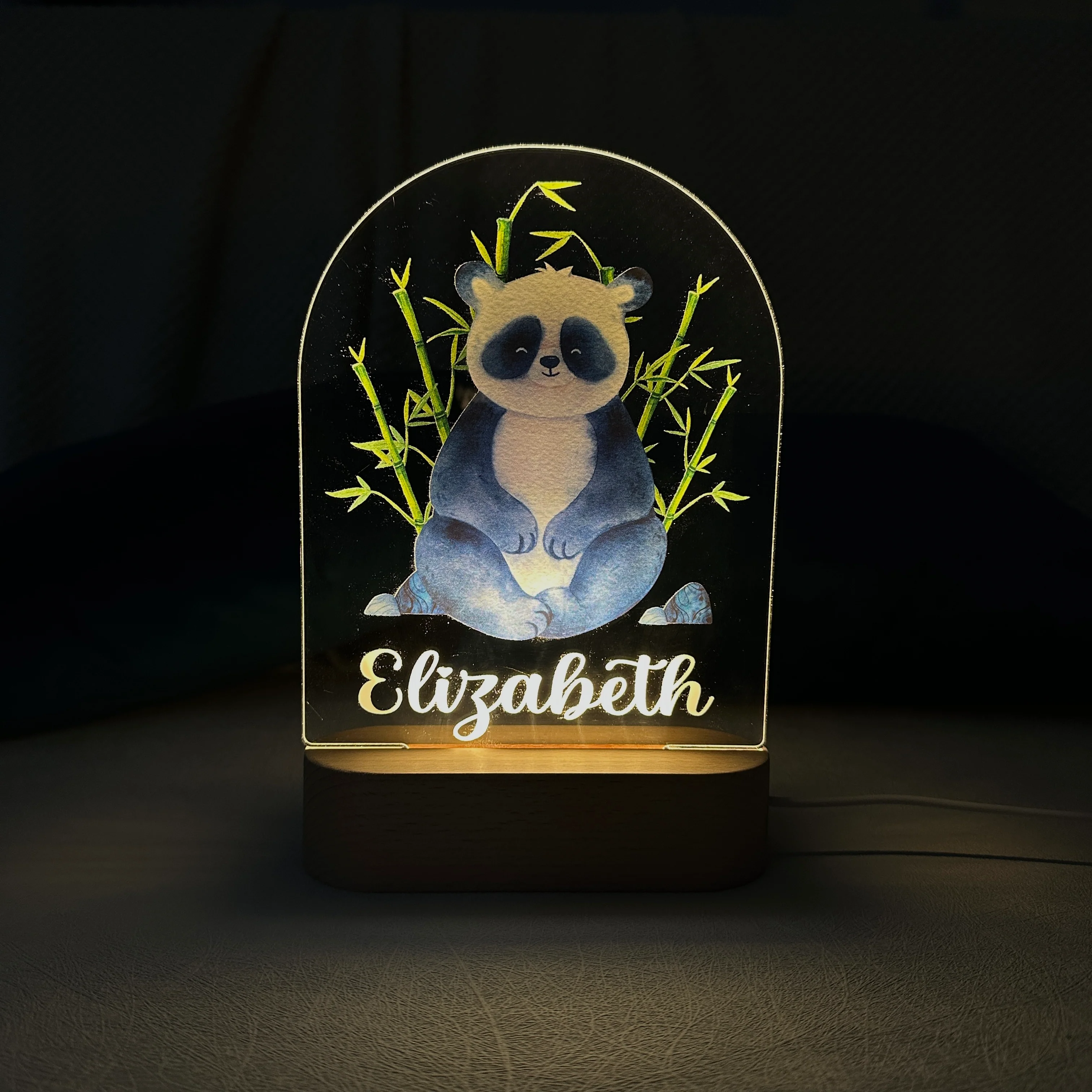 Baby Name Night Light Lamp - Panda - Image 3