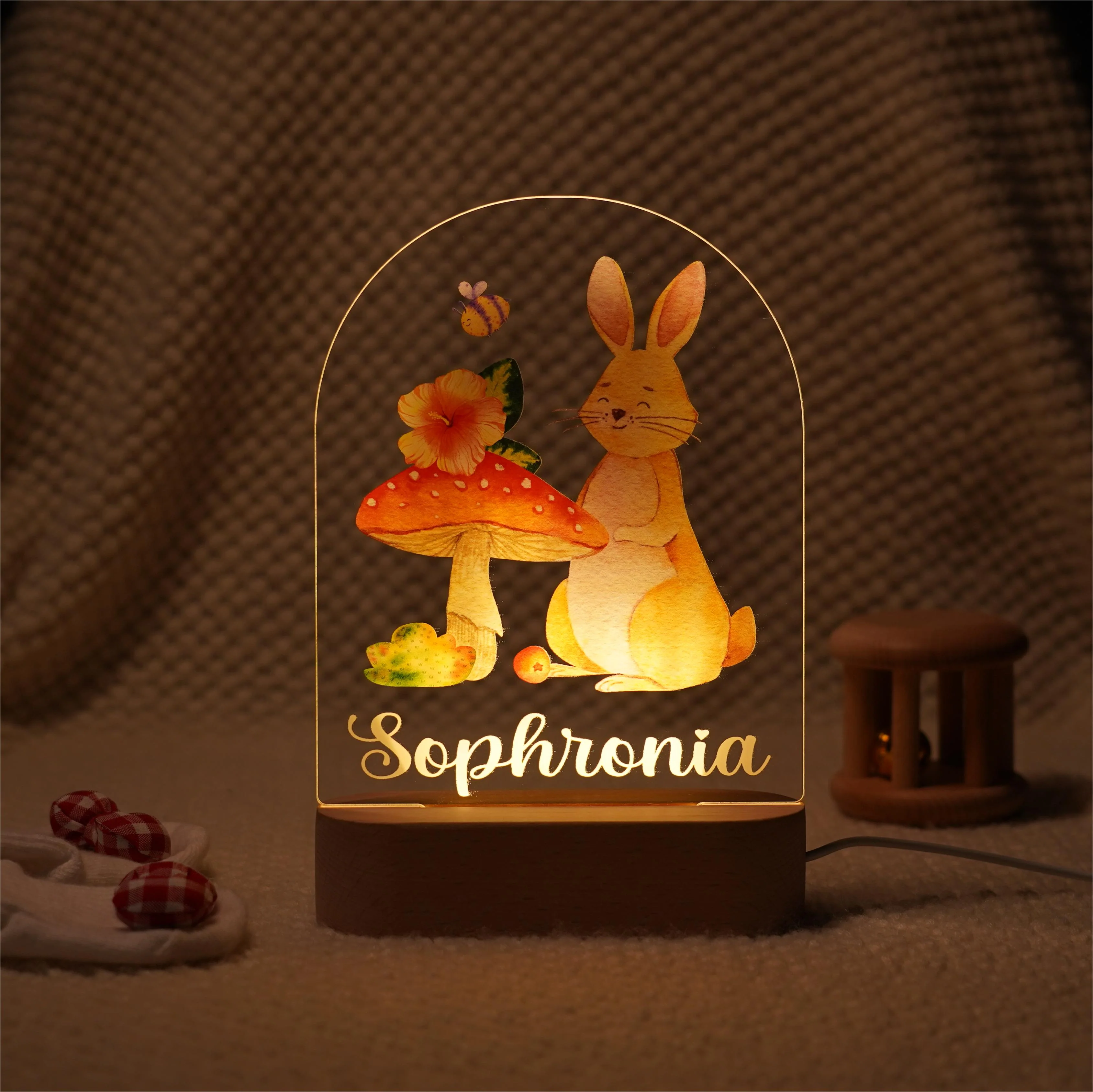 Baby Name Night Light Lamp - Rabbit - Image 2