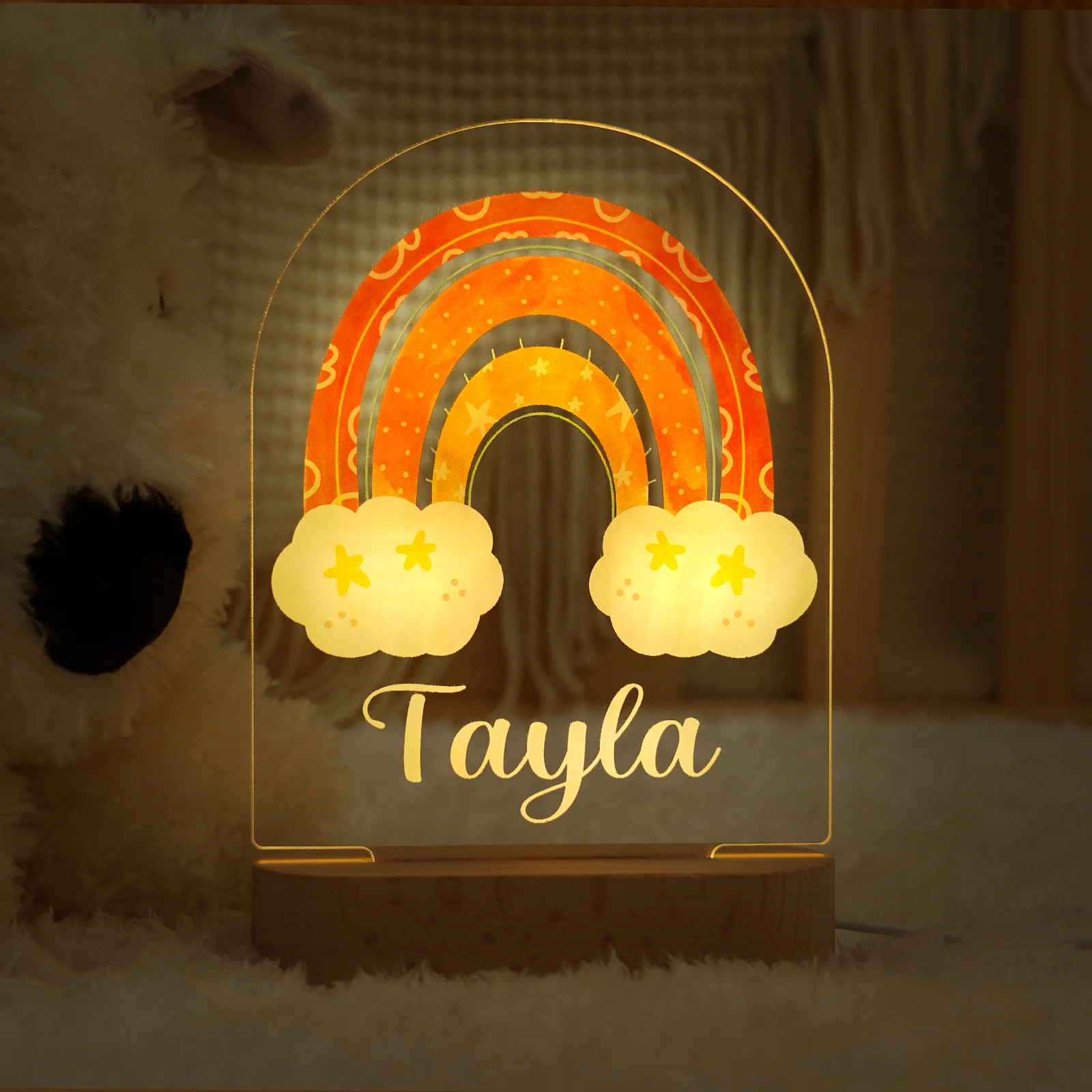 Baby Name Night Light Lamp - Rainbow - Image 4