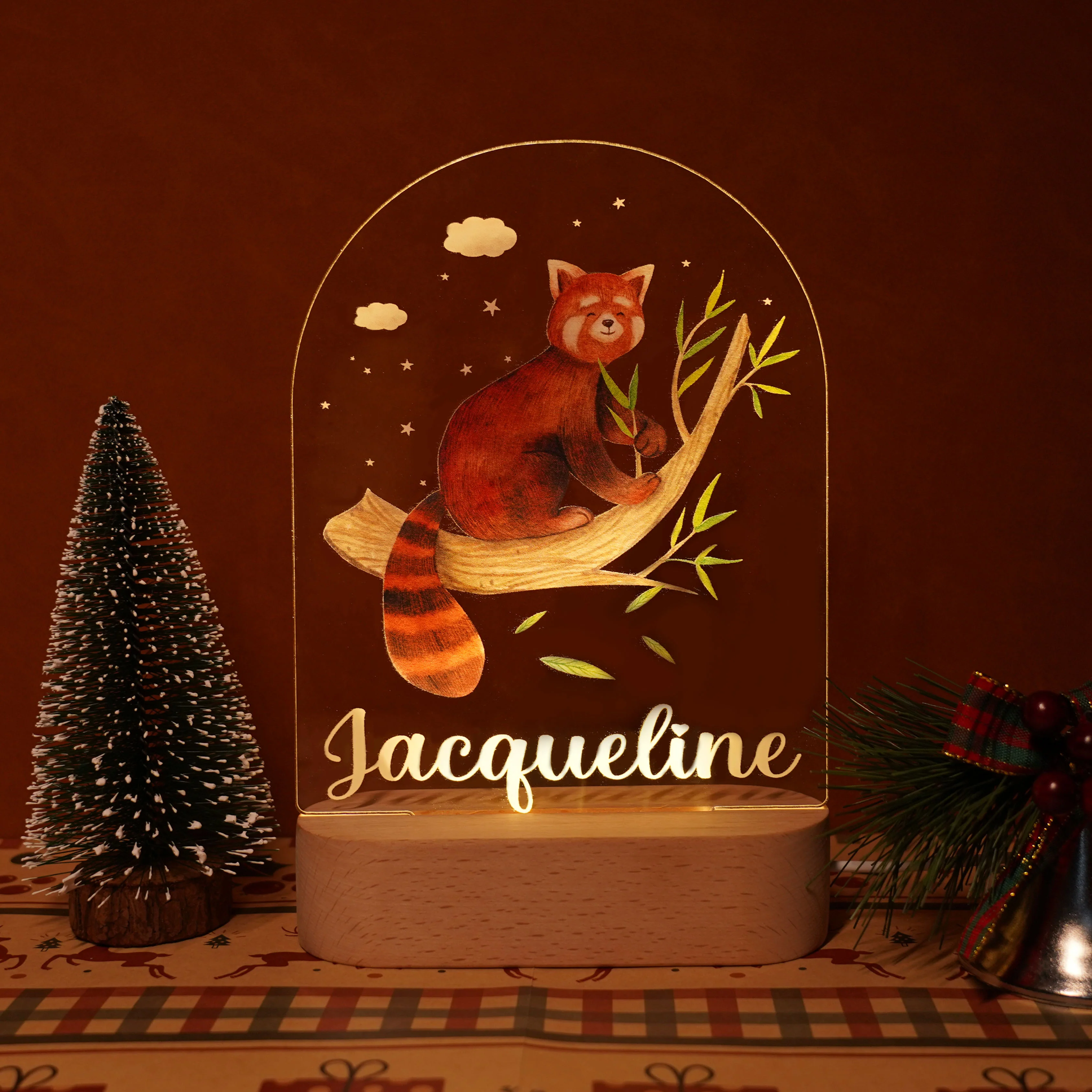 Baby Name Night Light Lamp - Red Panda - Image 2