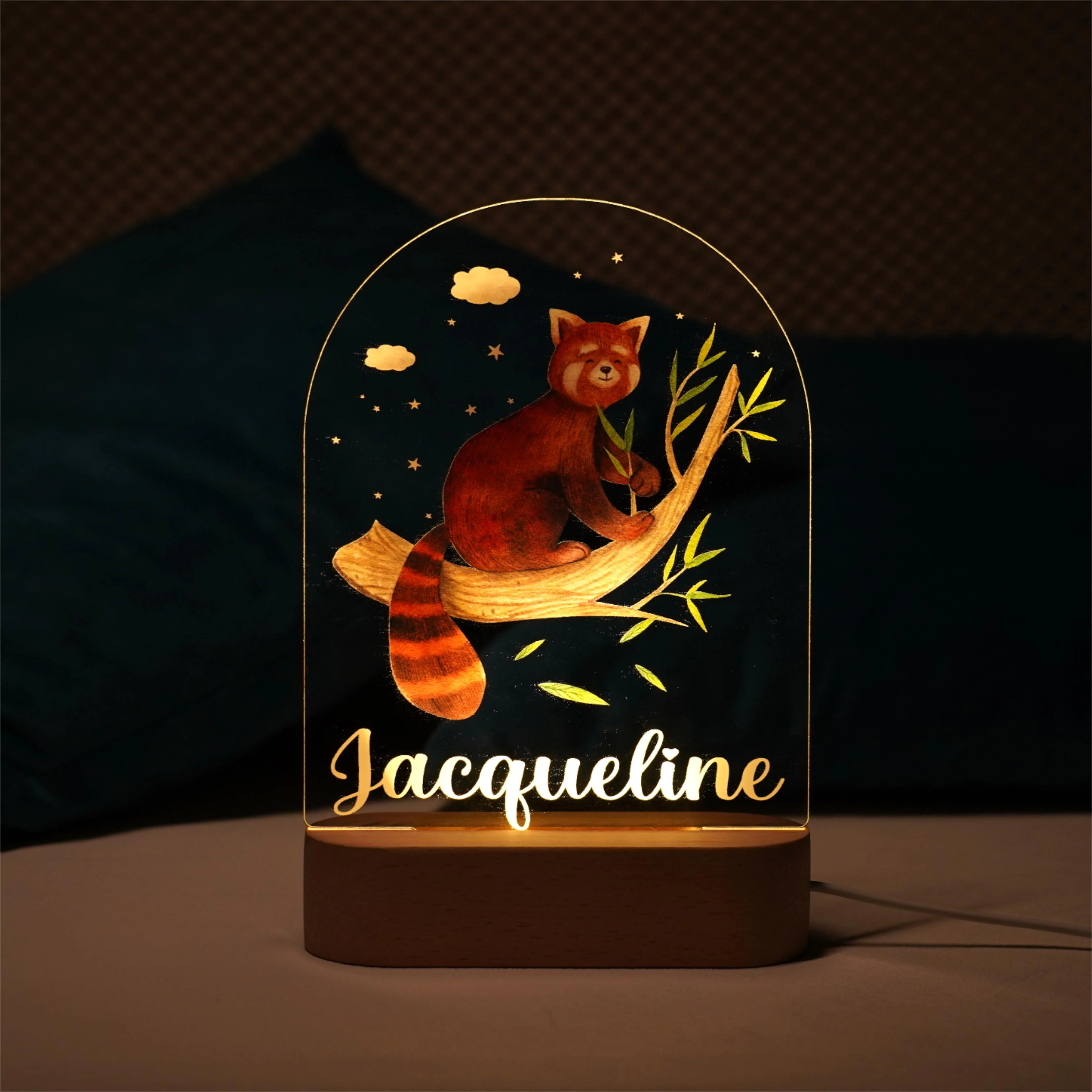 Baby Name Night Light Lamp - Red Panda - Image 3