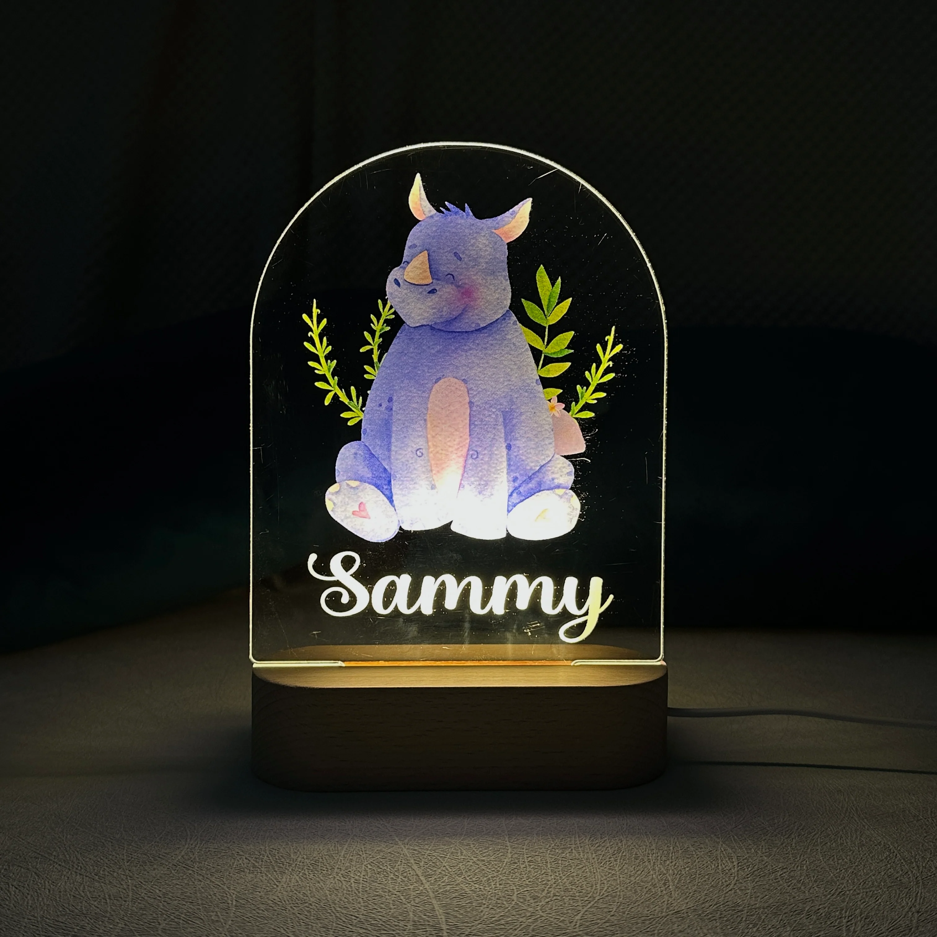 Baby Name Night Light Lamp - Rhino - Image 3