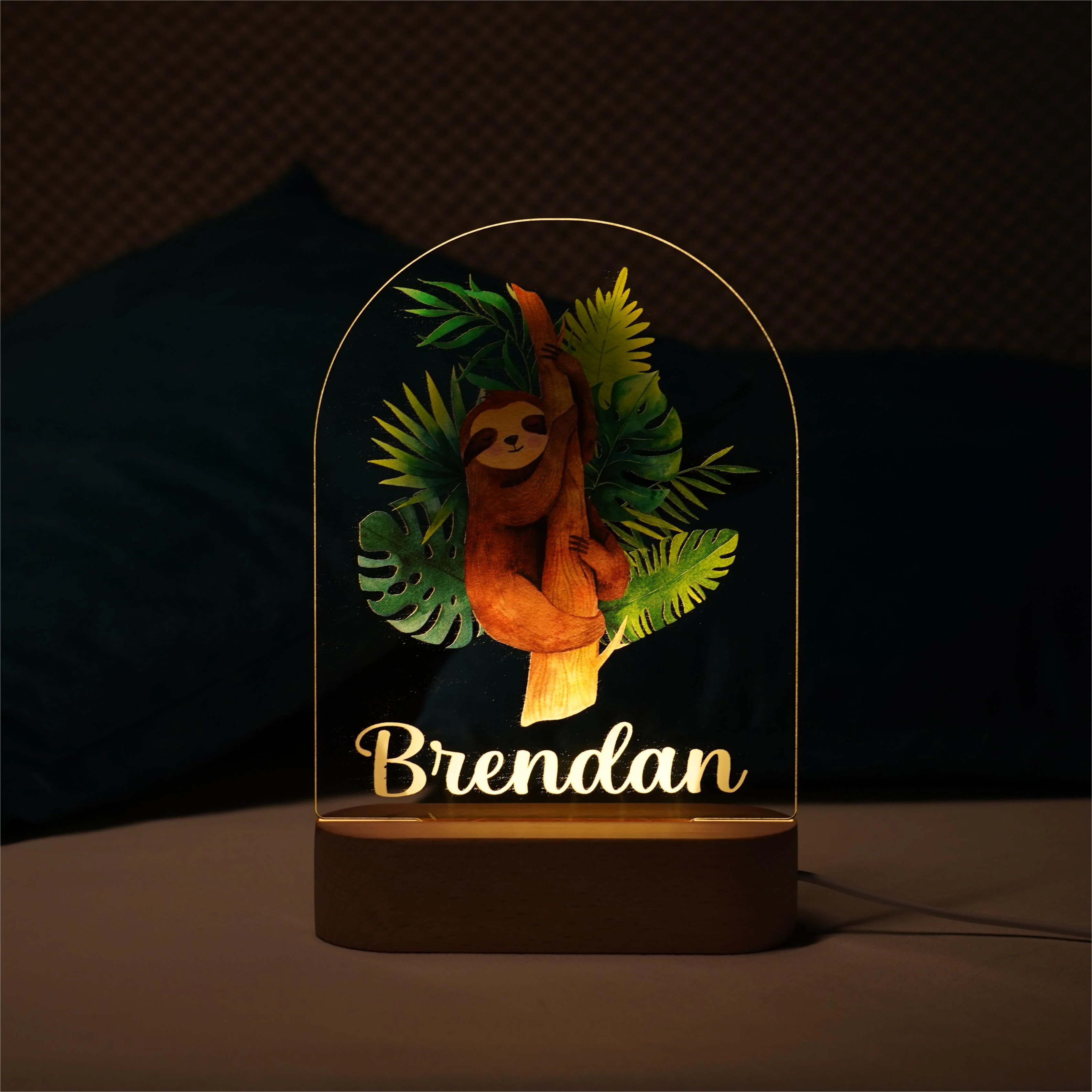 Baby Name Night Light Lamp - Sloth - Image 3