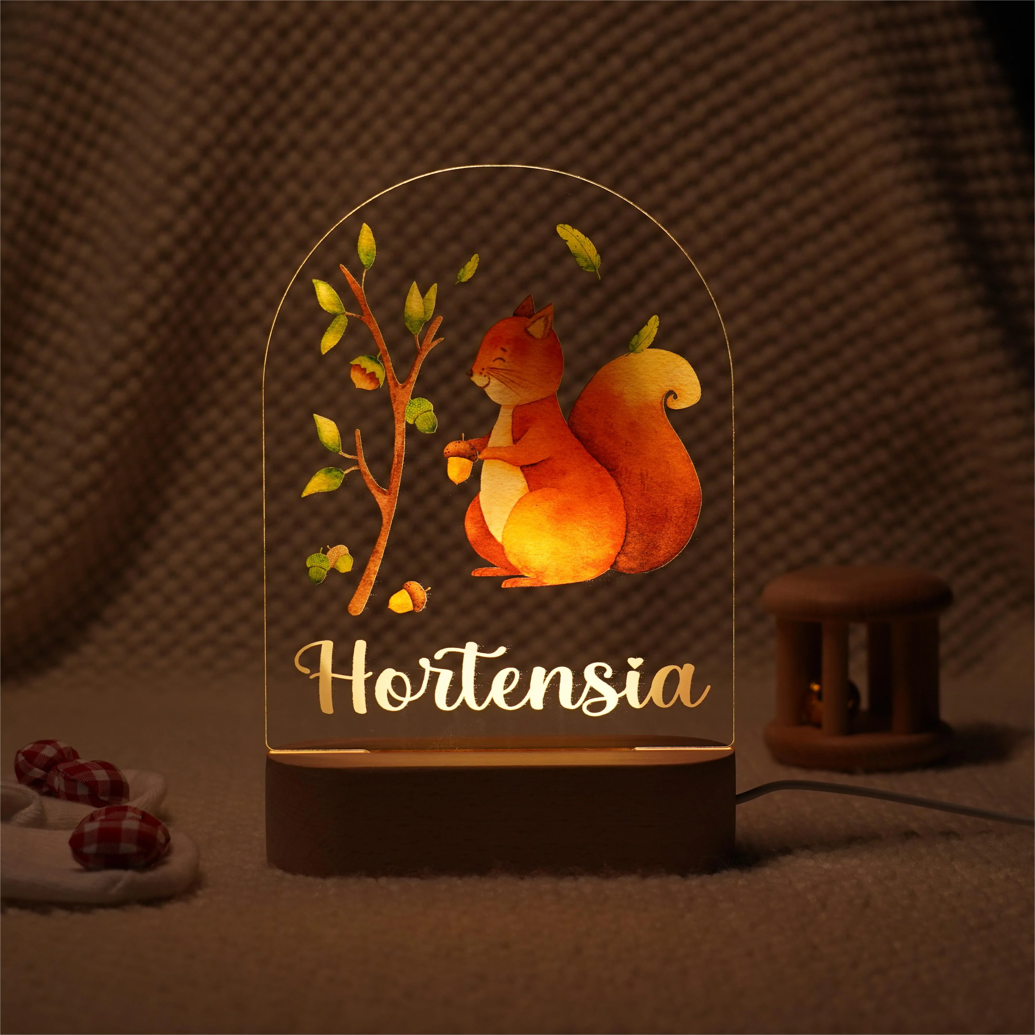 Baby Name Night Light Lamp - Squirrel - Image 2