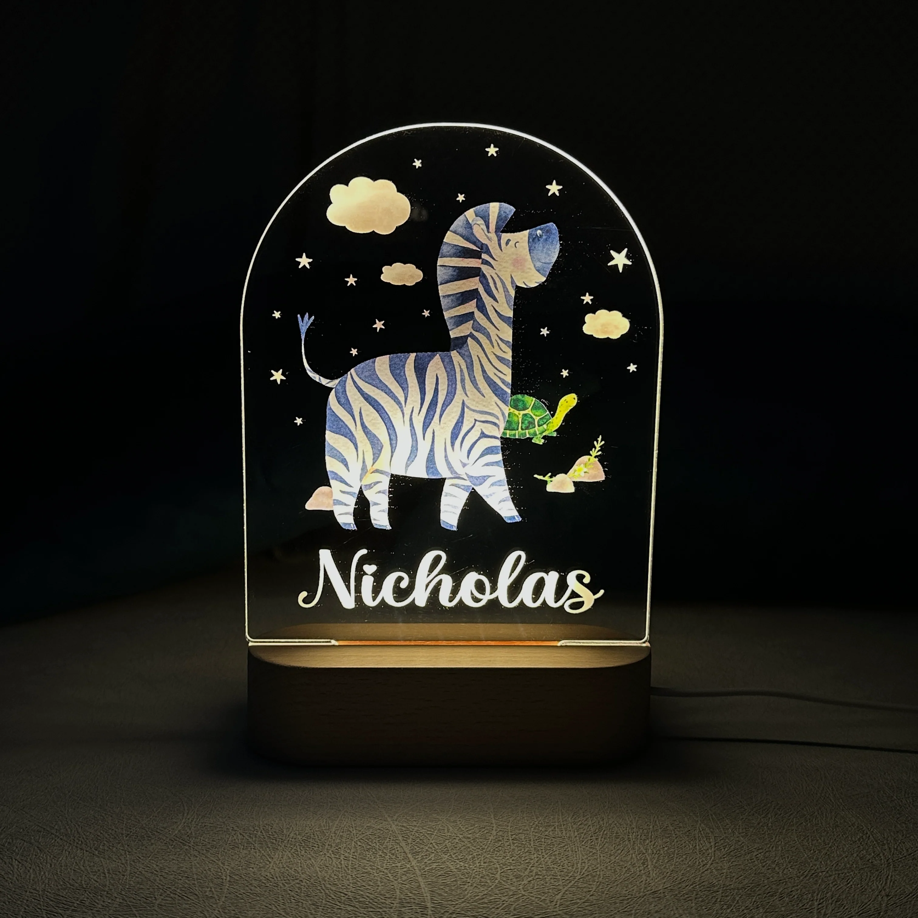 Baby Name Night Light Lamp - Zebra - Image 3