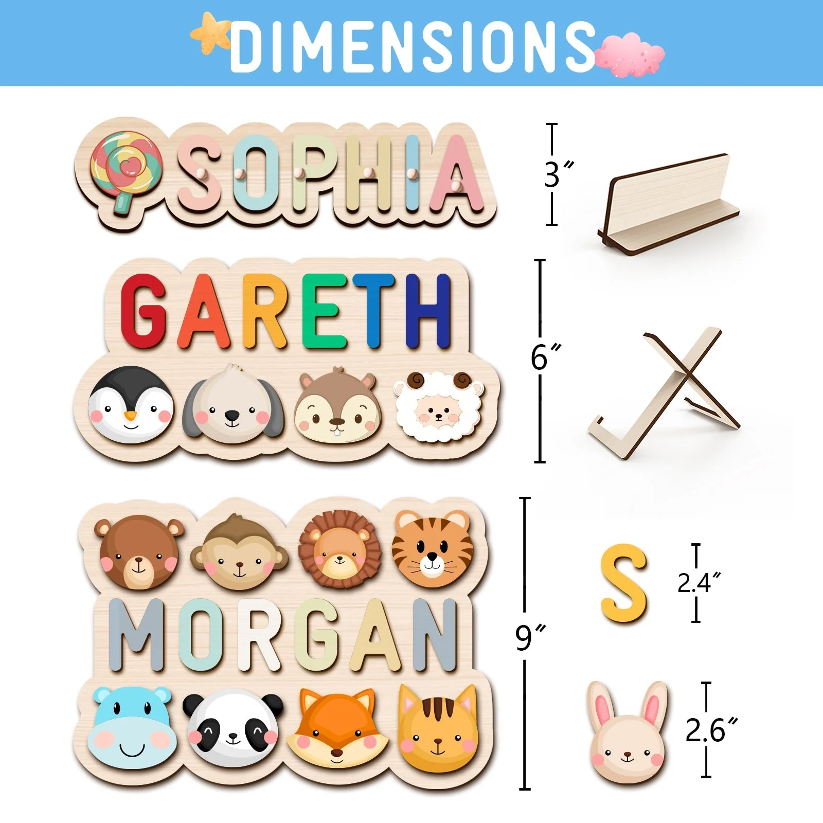 Personalized Wooden Baby Name Puzzle - Outlines - Image 11