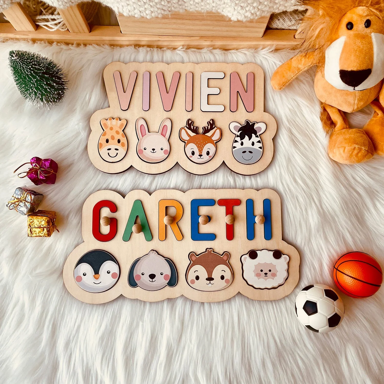 Personalized Wooden Baby Name Puzzle - Outlines - Image 6