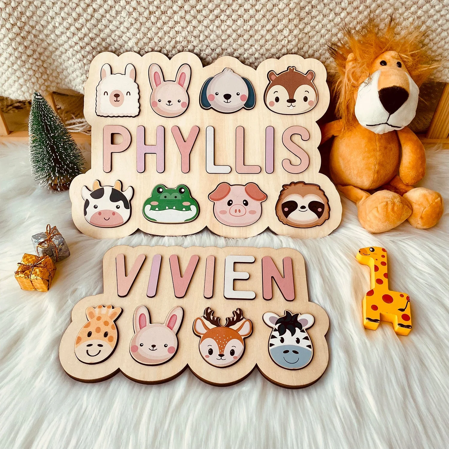 Personalized Wooden Baby Name Puzzle - Outlines - Image 8