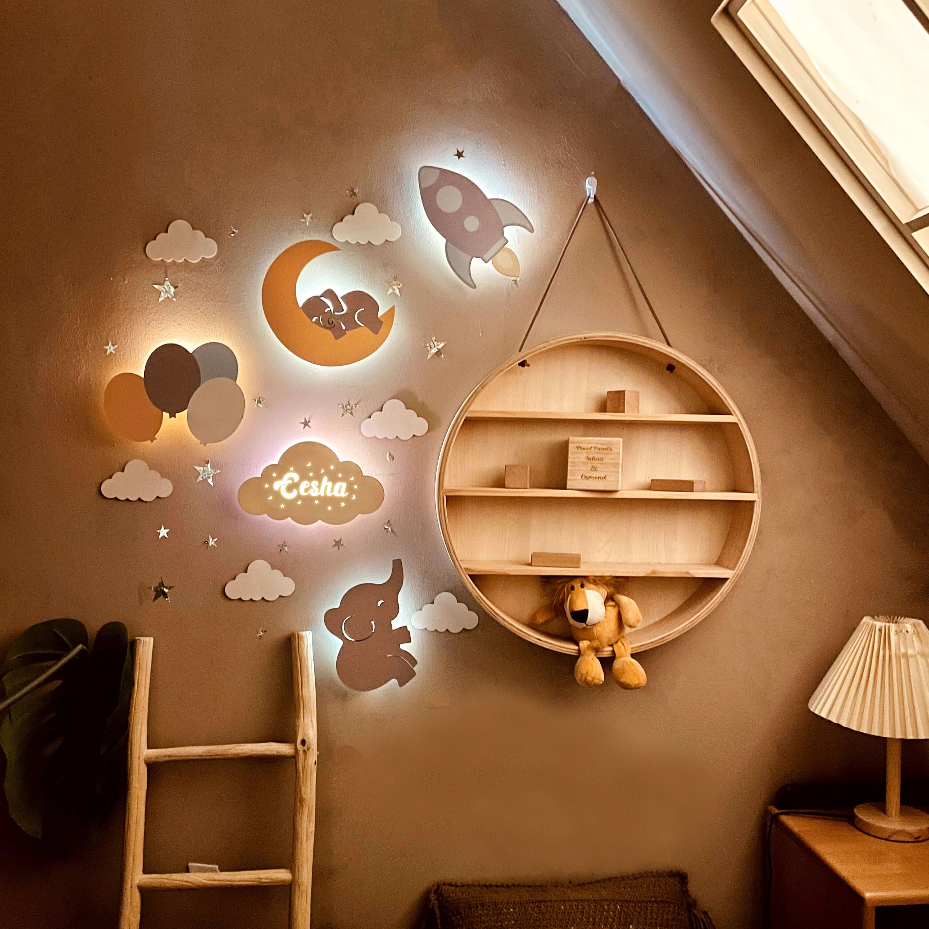 Personalized Wooden Baby's Room Wall Light Set - Image 4