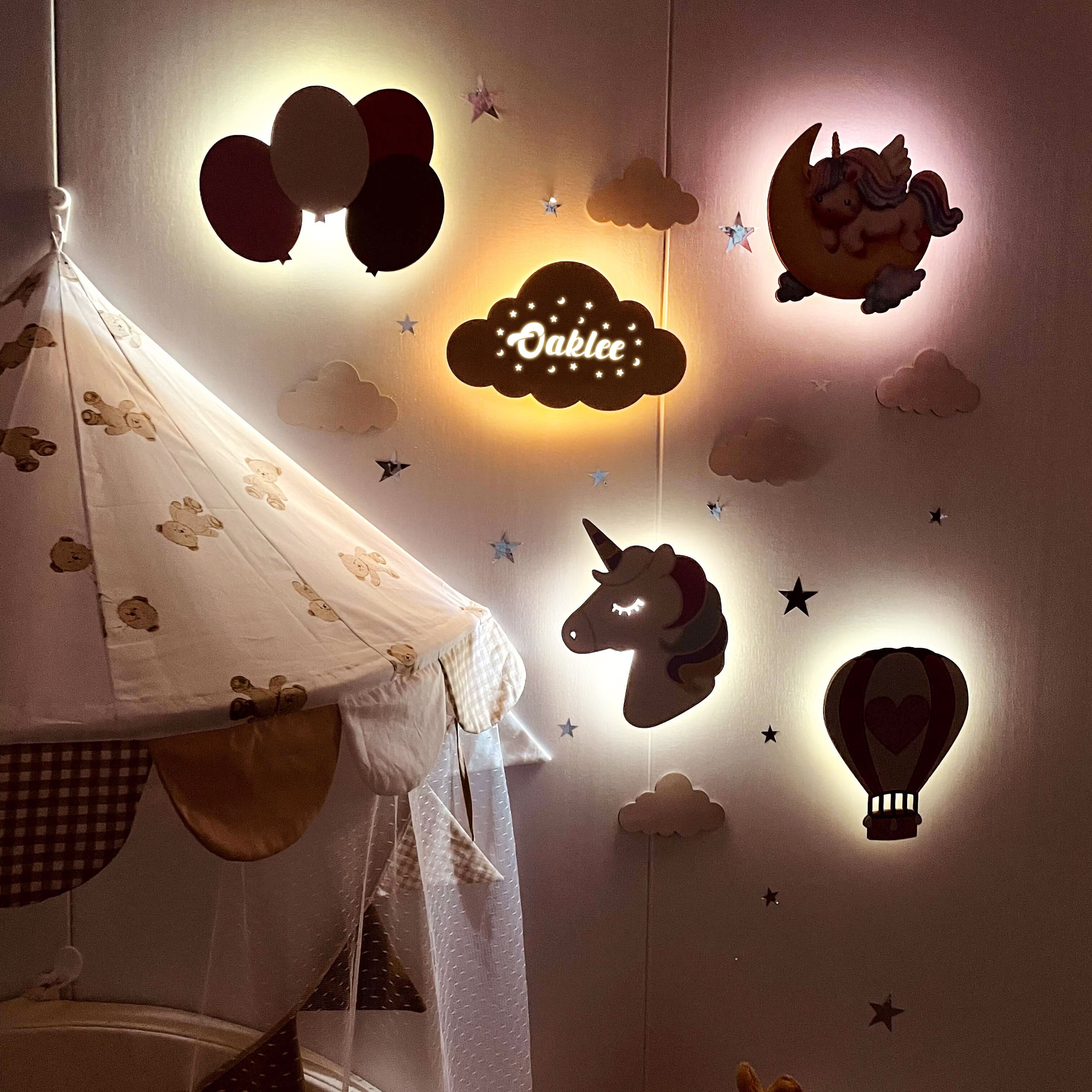 Personalized Wooden Baby's Room Wall Light Set - Image 5