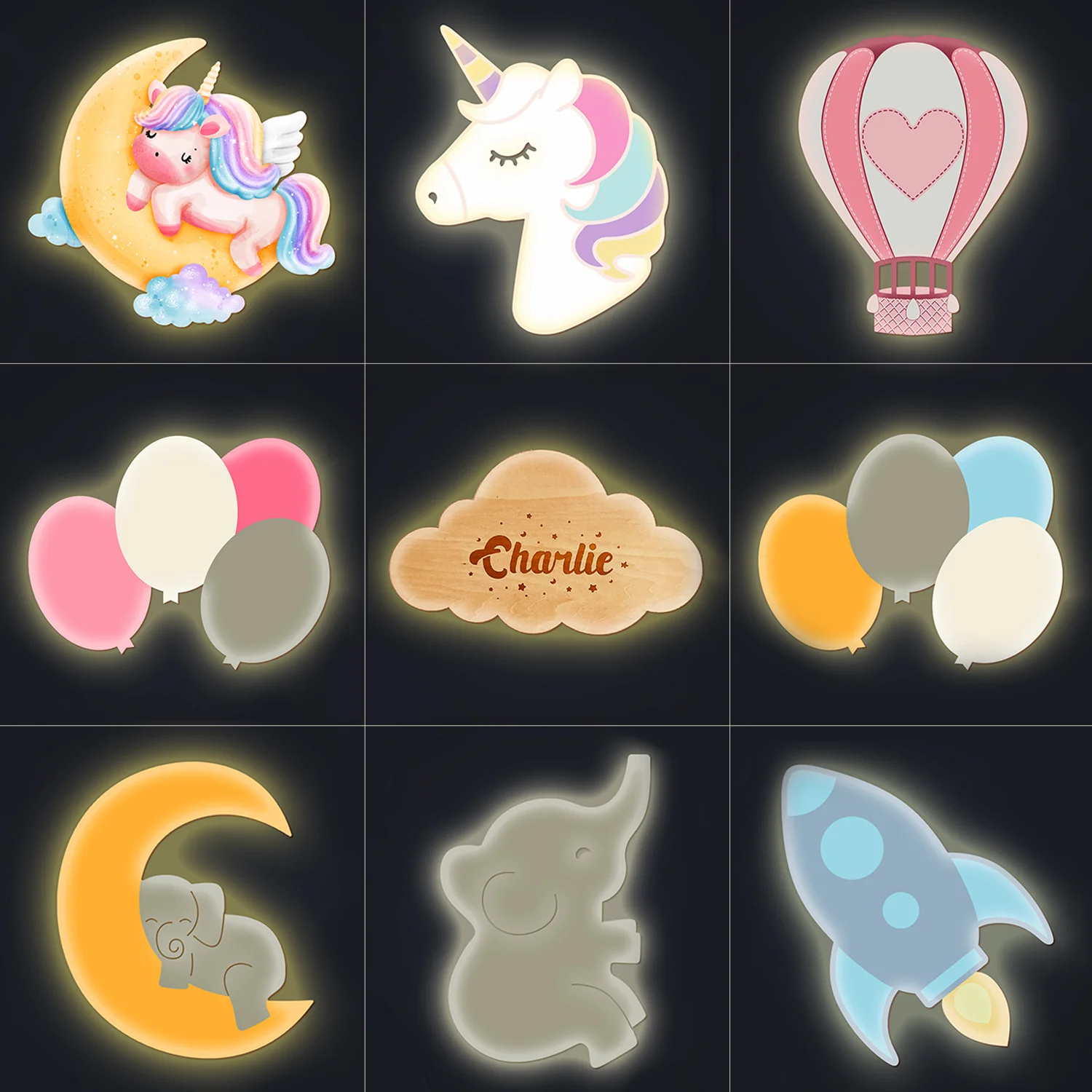 Personalized Wooden Baby's Room Wall Light Set - Image 6