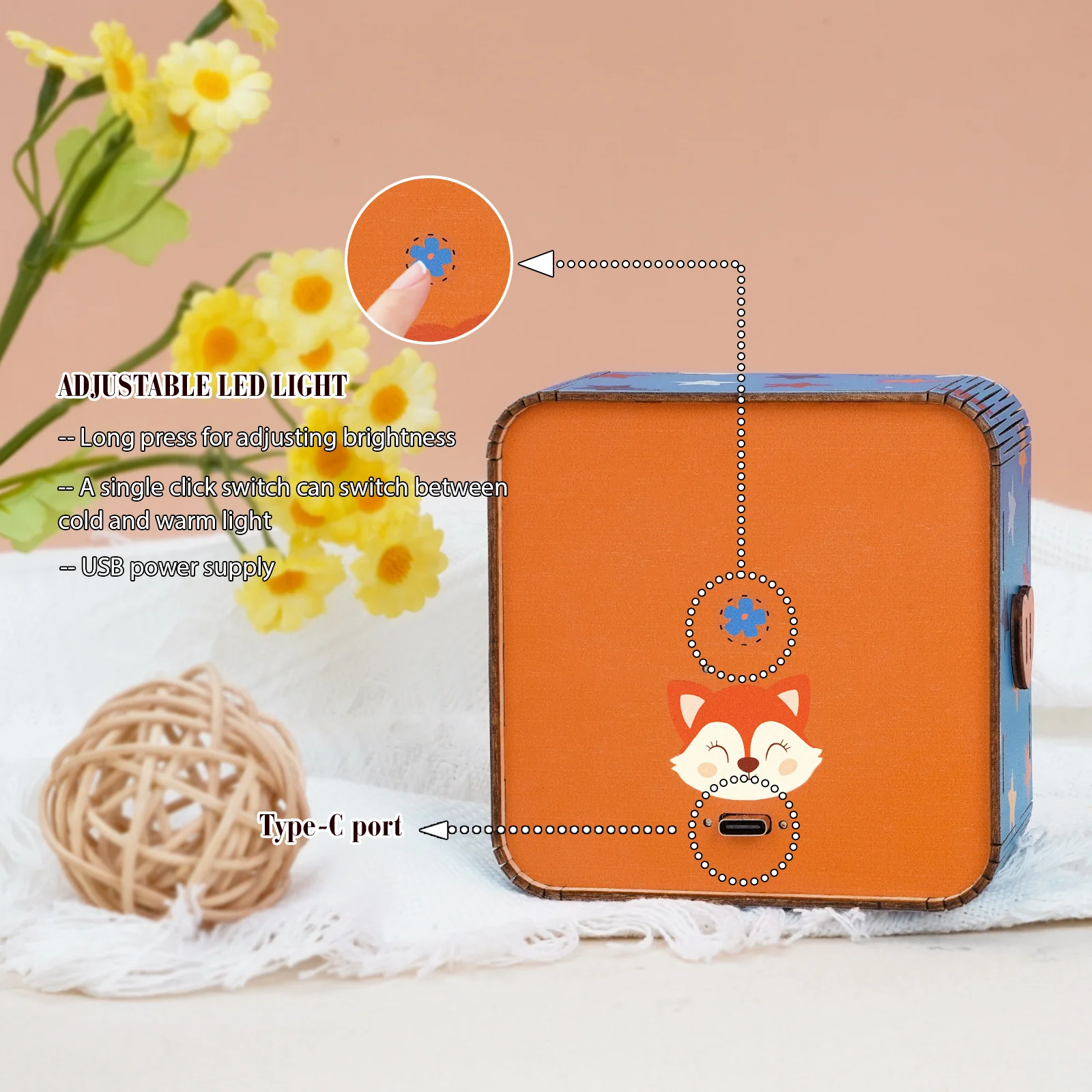 Personalized 3D Wooden Puzzle Baby Night Light - Fox Design - Image 6