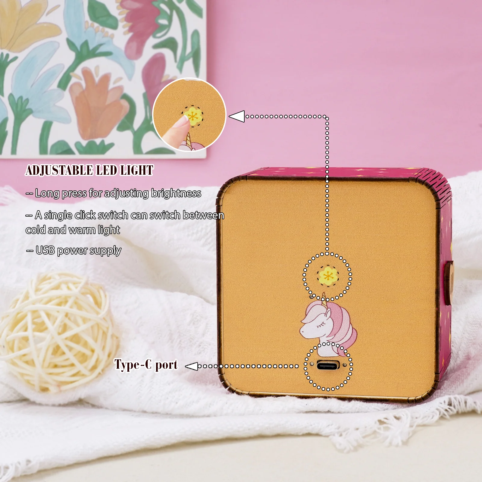Personalized 3D Wooden Puzzle Baby Night Light - Unicorn - Image 6