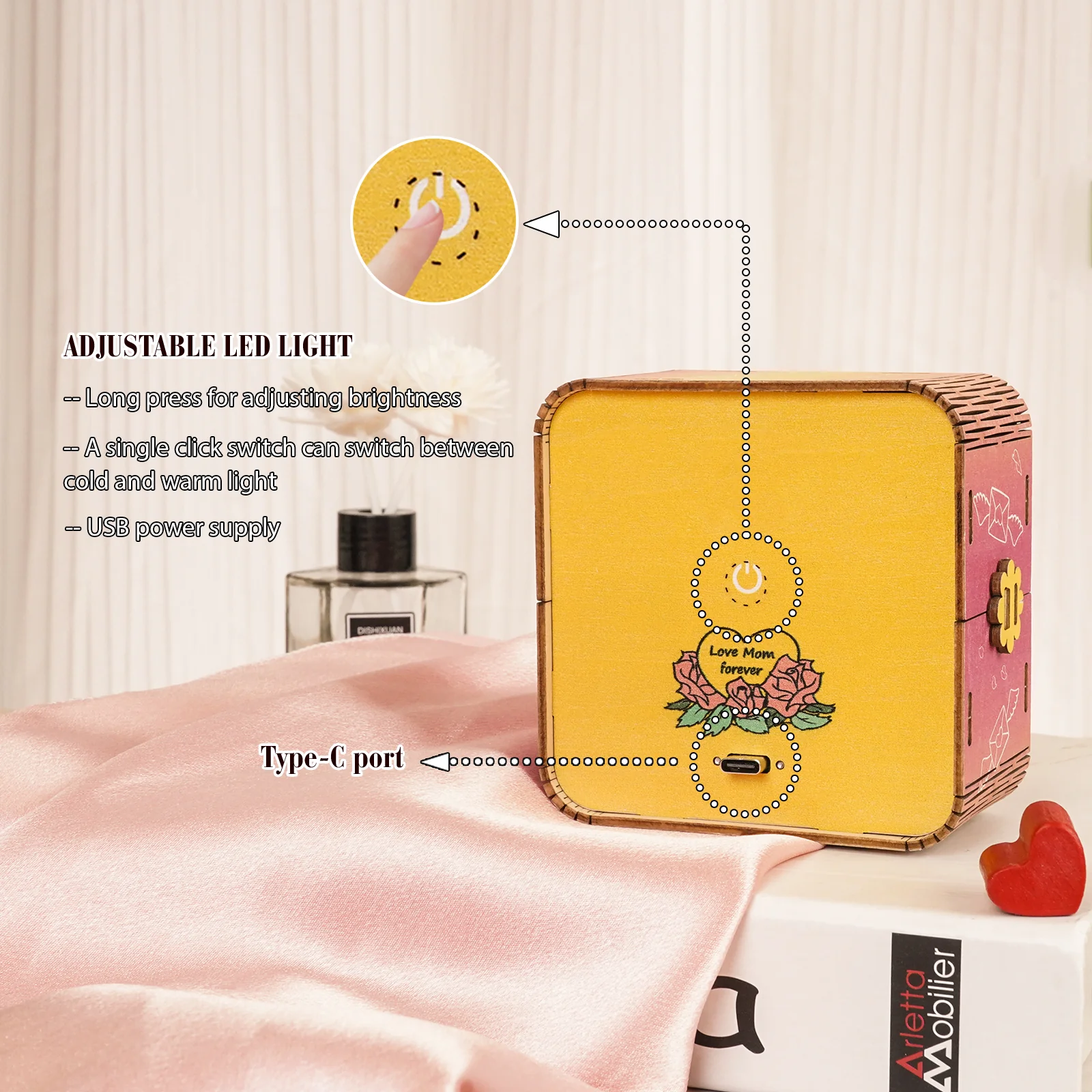 Personalized 3D Wooden Puzzle Night Light – Angel Wings Mom Gift for Mother’s Day - Image 5
