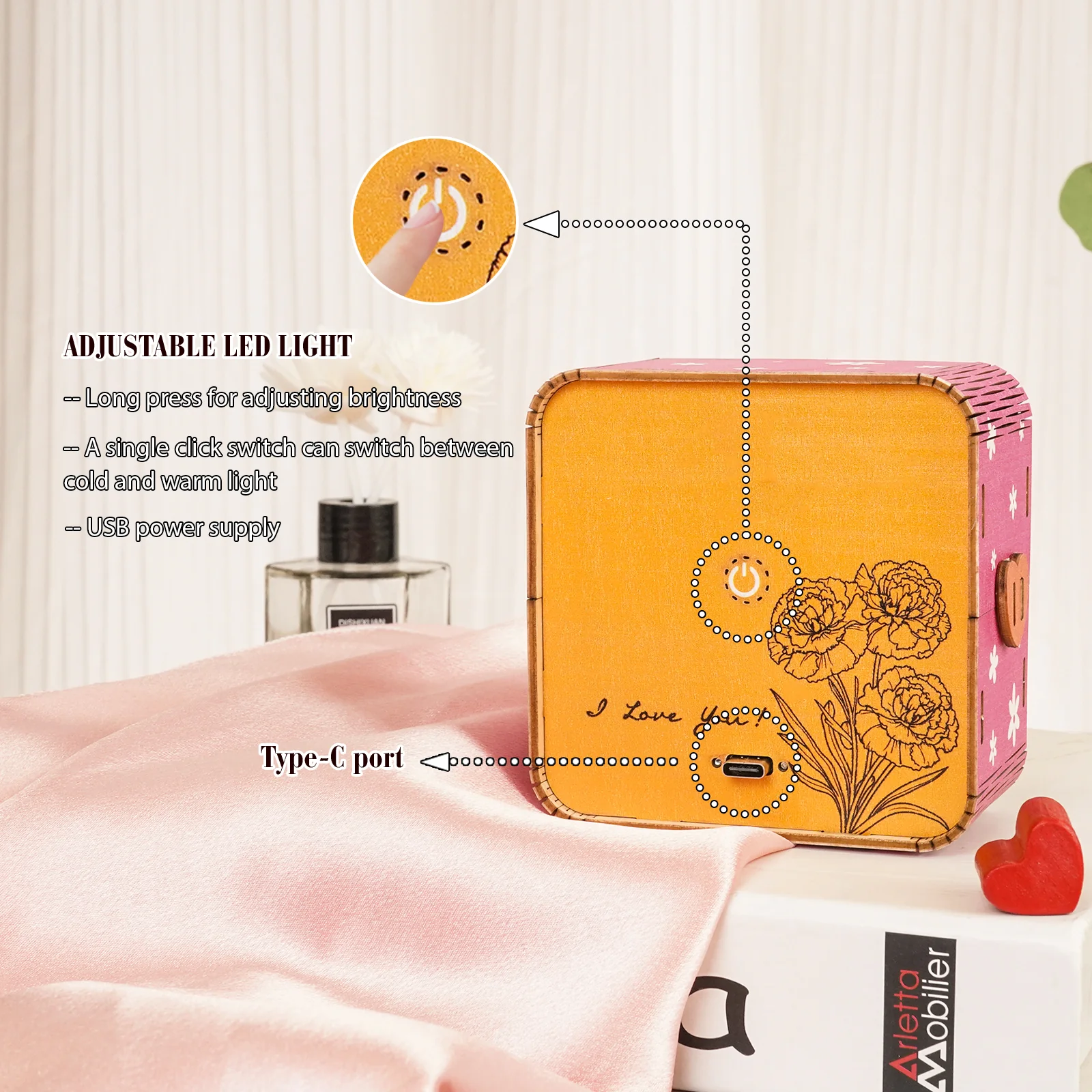 Personalized 3D Wooden Puzzle Night Light – Floral Vase Design for Mother’s Day - Image 5