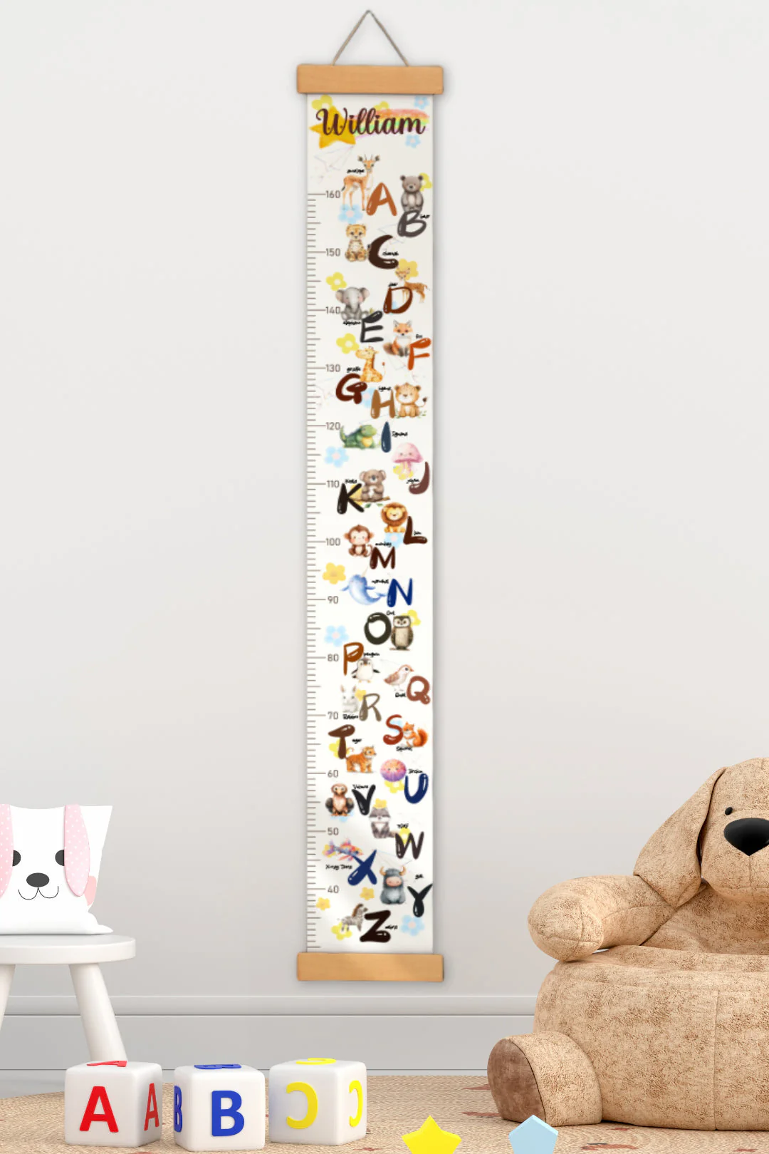 Personalized Animal Alphabet Hanging Canvas Height Ruler - Image 3