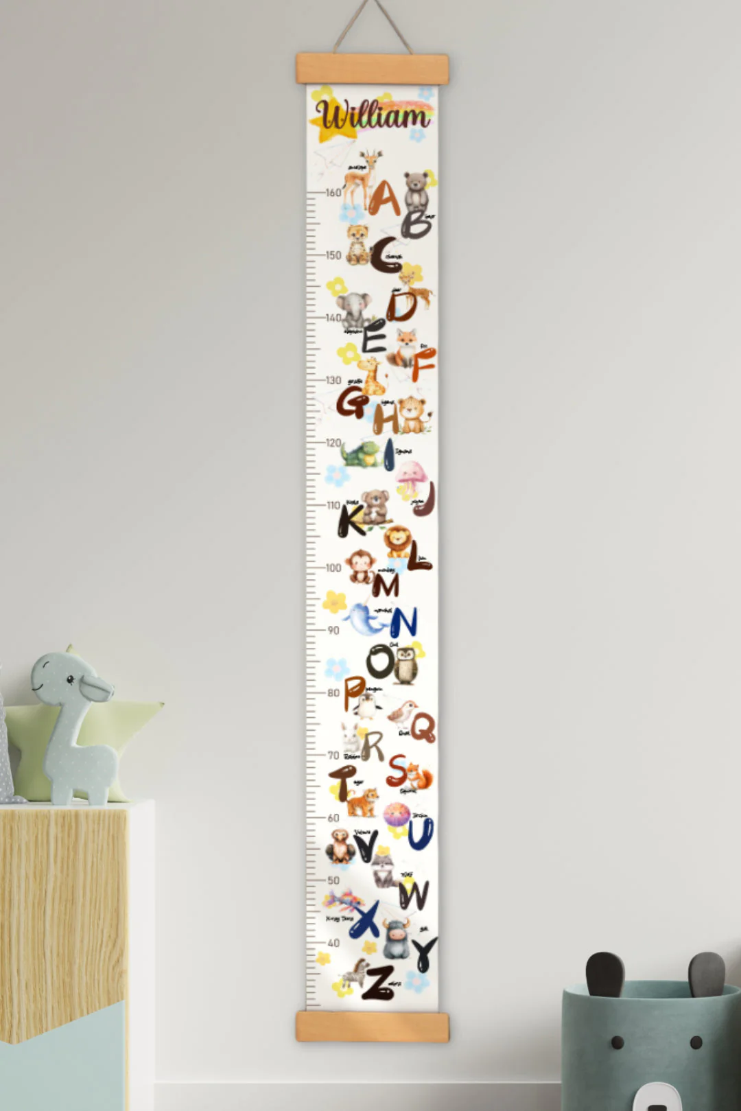 Personalized Animal Alphabet Hanging Canvas Height Ruler - Image 5