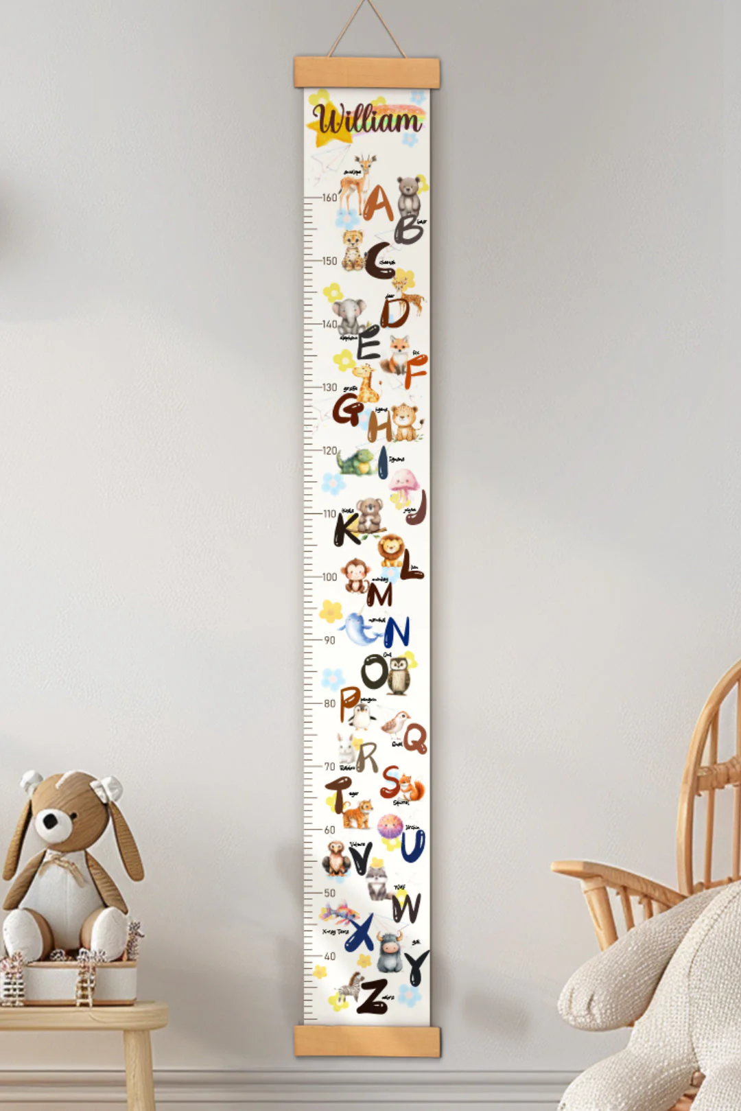 Personalized Animal Alphabet Hanging Canvas Height Ruler - Image 6