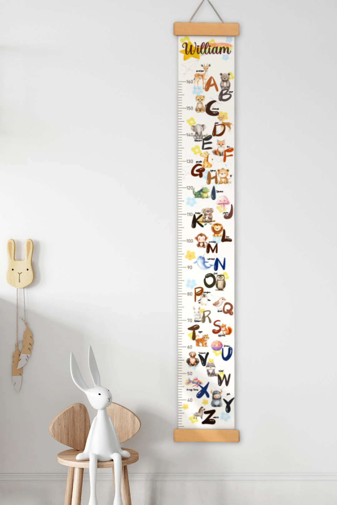 Personalized Animal Alphabet Hanging Canvas Height Ruler - Image 7