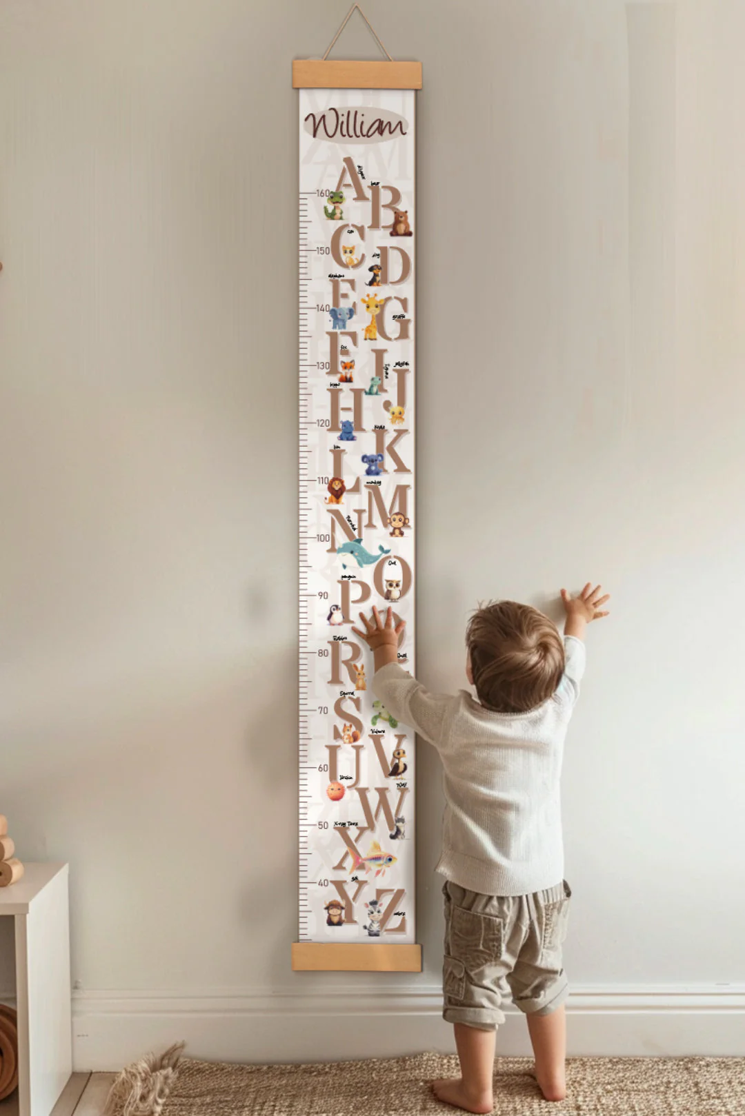 Personalized Animal Letter Hanging Canvas Height Ruler - Image 3