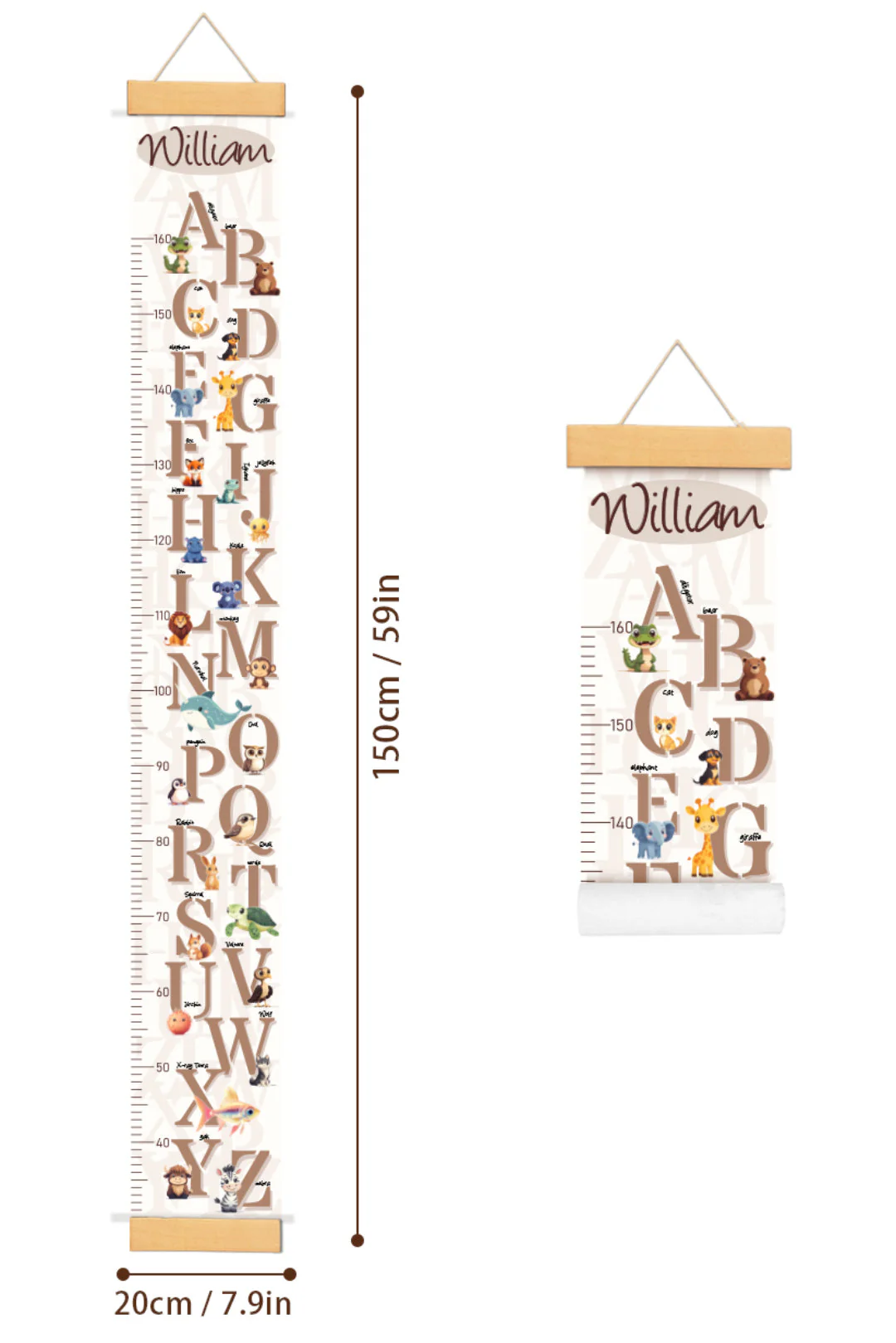 Personalized Animal Letter Hanging Canvas Height Ruler - Image 5