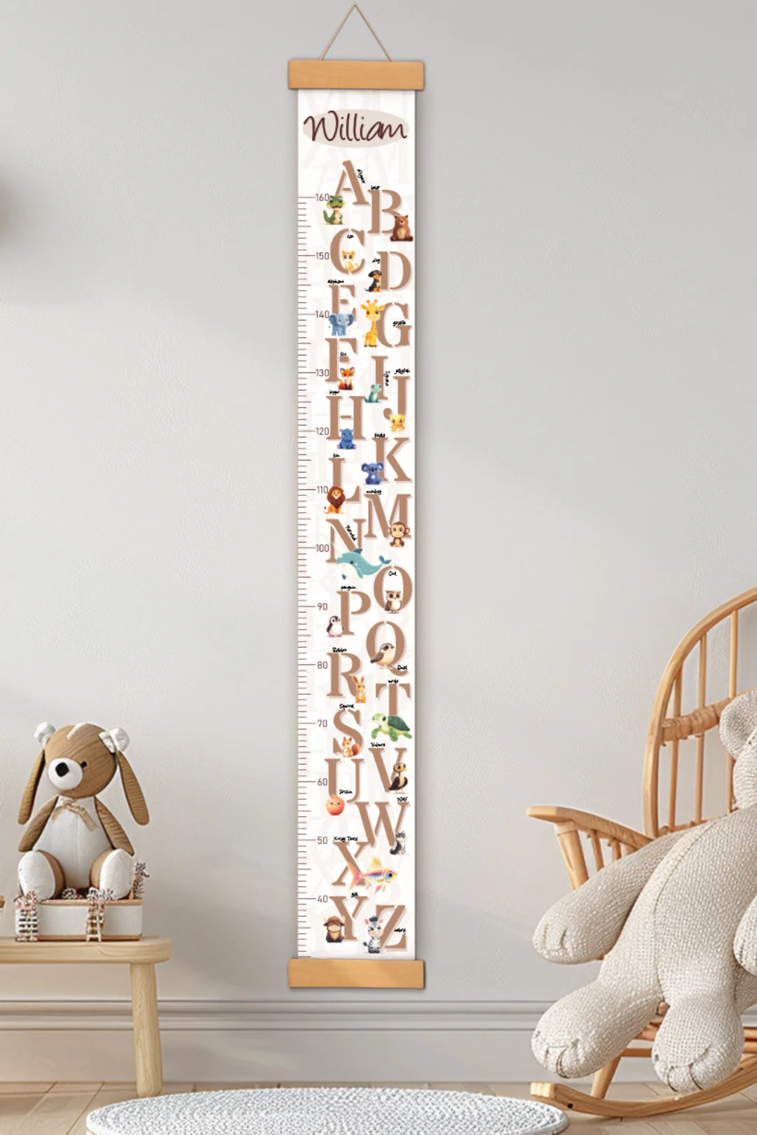 Personalized Animal Letter Hanging Canvas Height Ruler - Image 6