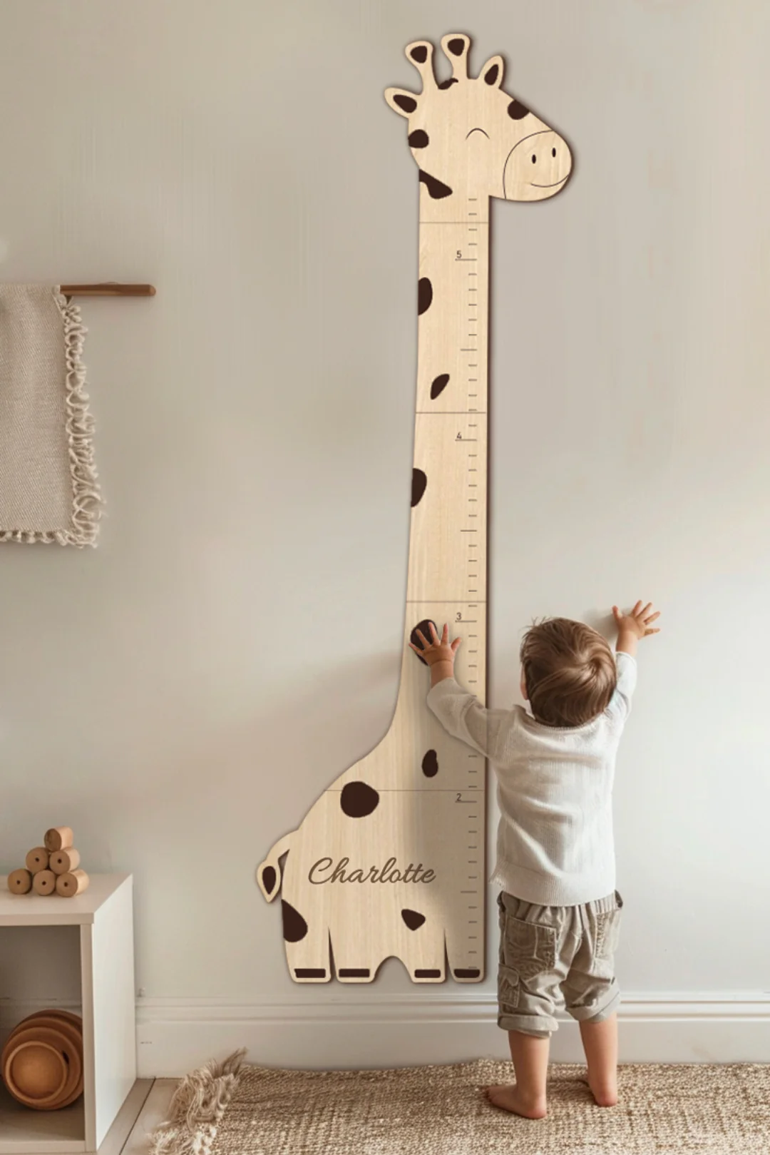 Personalized Wooden Giraffe Growth Chart Height Ruler - Image 3