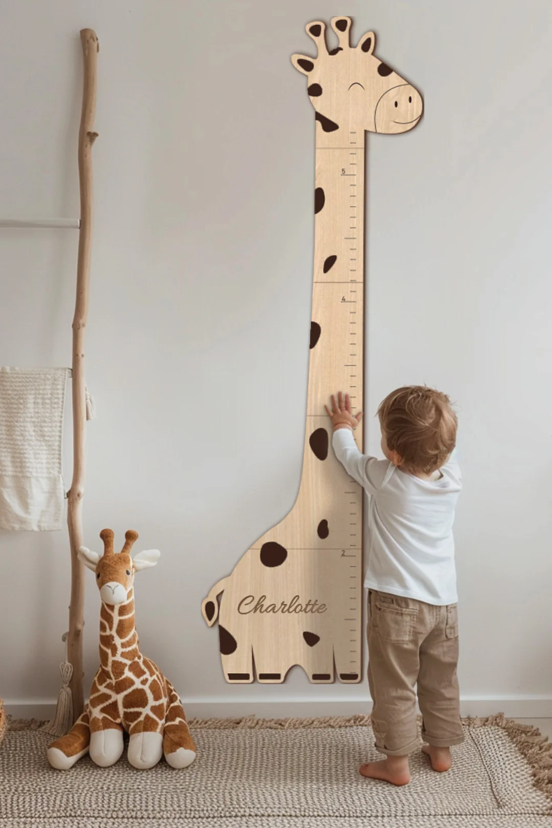 Personalized Wooden Giraffe Growth Chart Height Ruler - Image 4