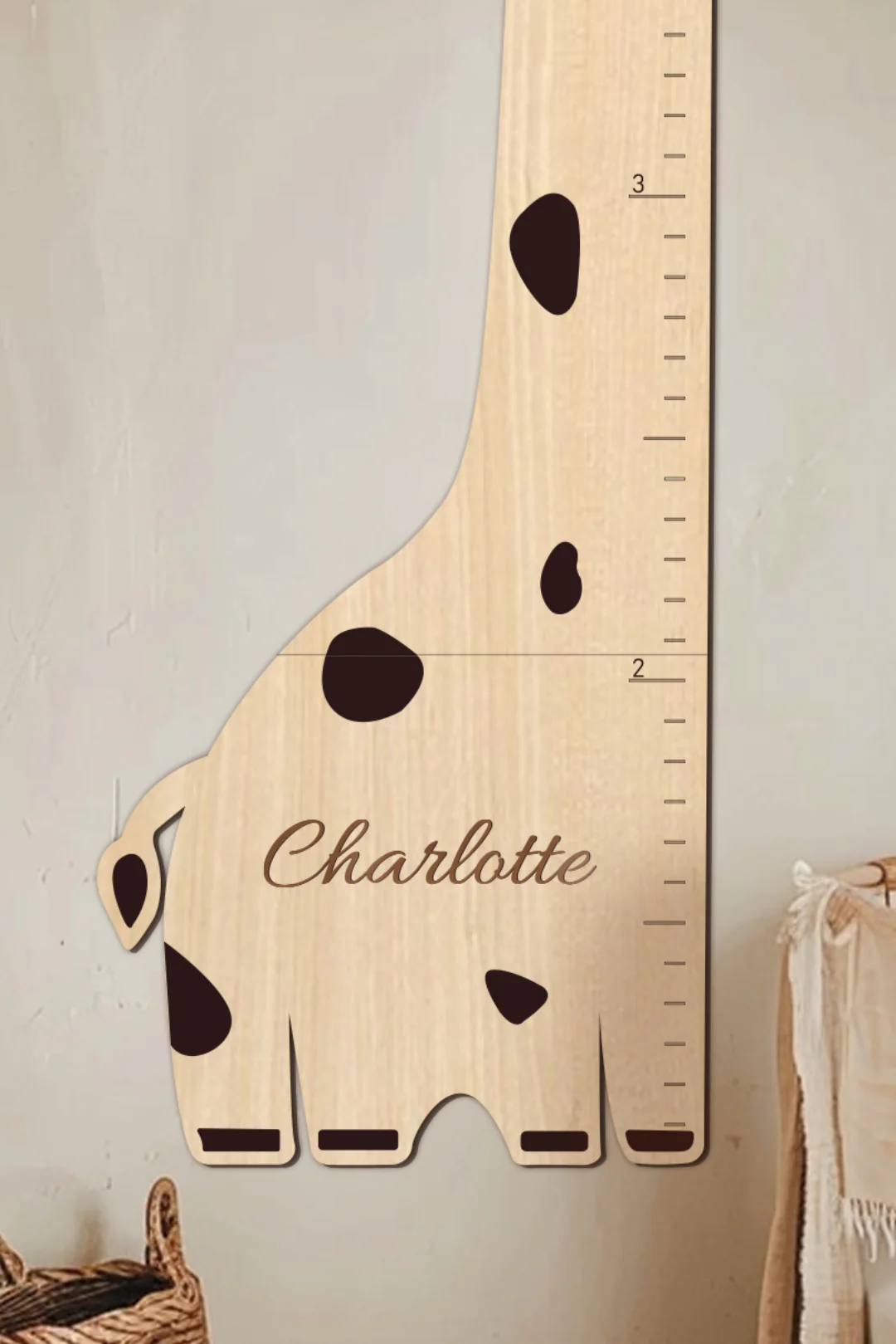 Personalized Wooden Giraffe Growth Chart Height Ruler - Image 5
