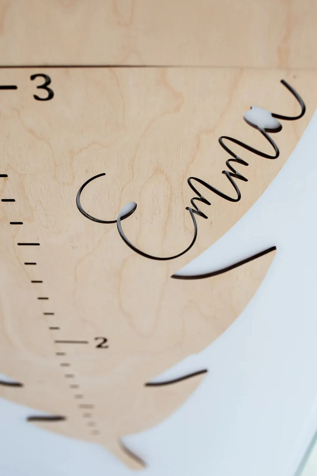 Personalized Wooden Feather Growth Chart Height Ruler - Image 3