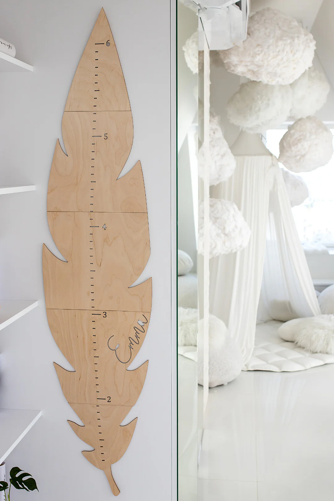 Personalized Wooden Feather Growth Chart Height Ruler - Image 5