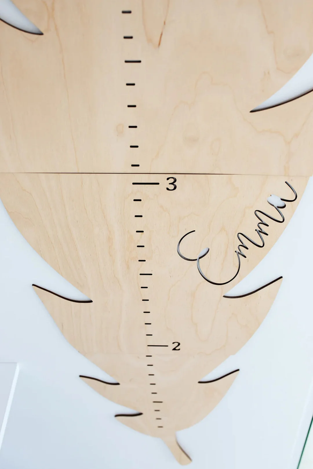 Personalized Wooden Feather Growth Chart Height Ruler - Image 6