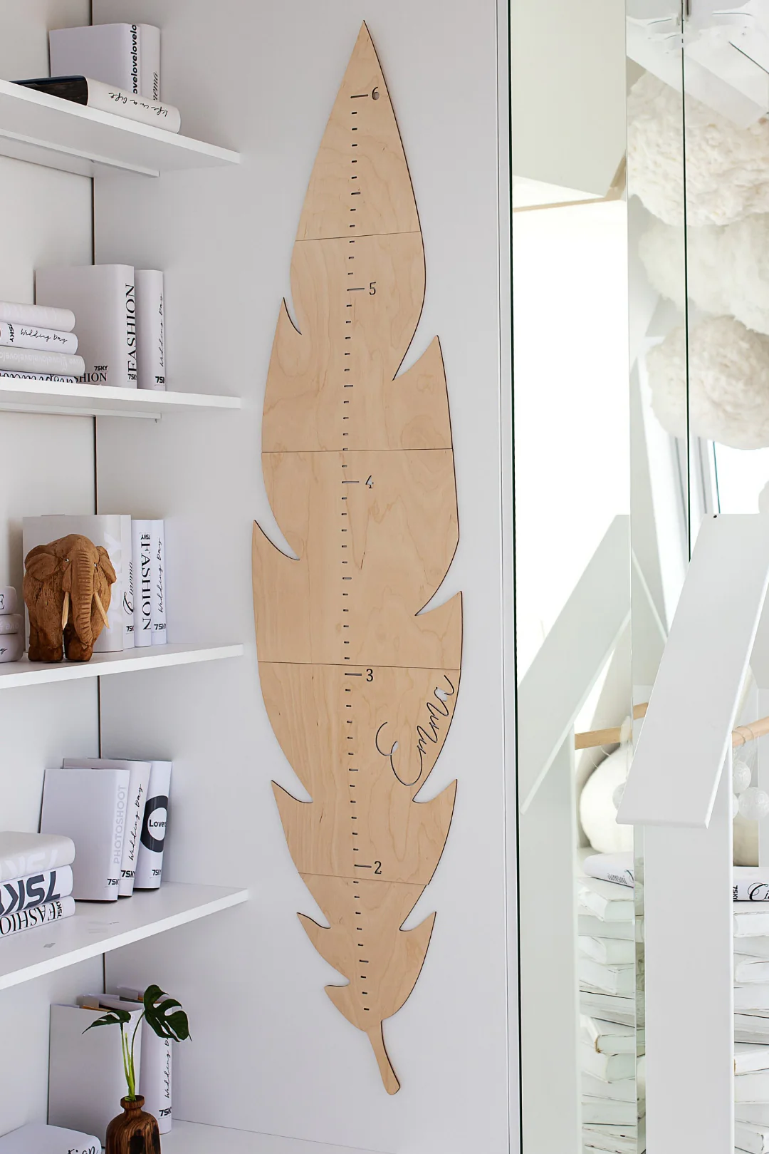 Personalized Wooden Feather Growth Chart Height Ruler - Image 8