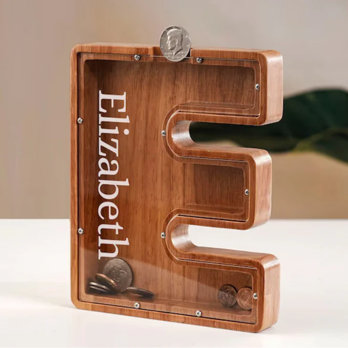 Wooden Letter Piggy Bank For Kids - Image 3