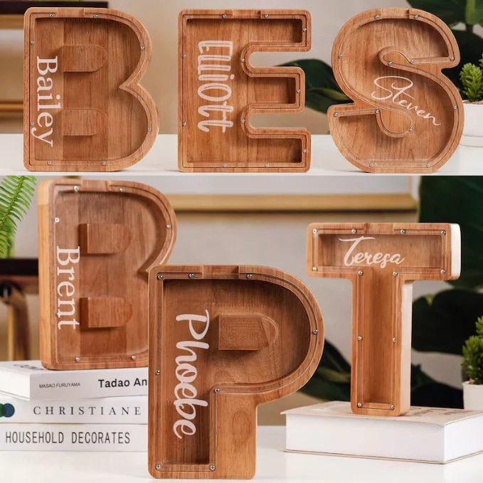 Wooden Letter Piggy Bank For Kids - Image 4