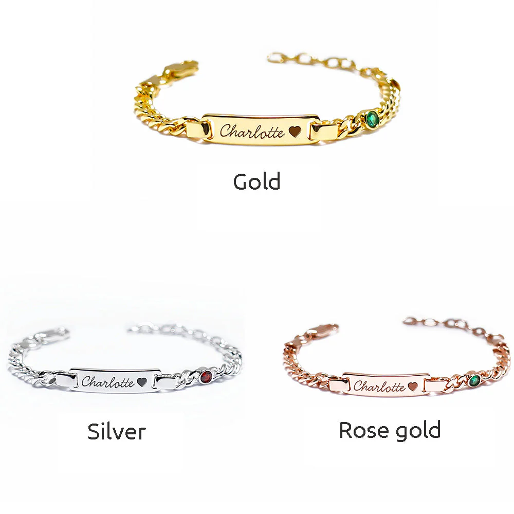 S925 Personalized Baby Name and Birthstone Bracelet Set - Image 10
