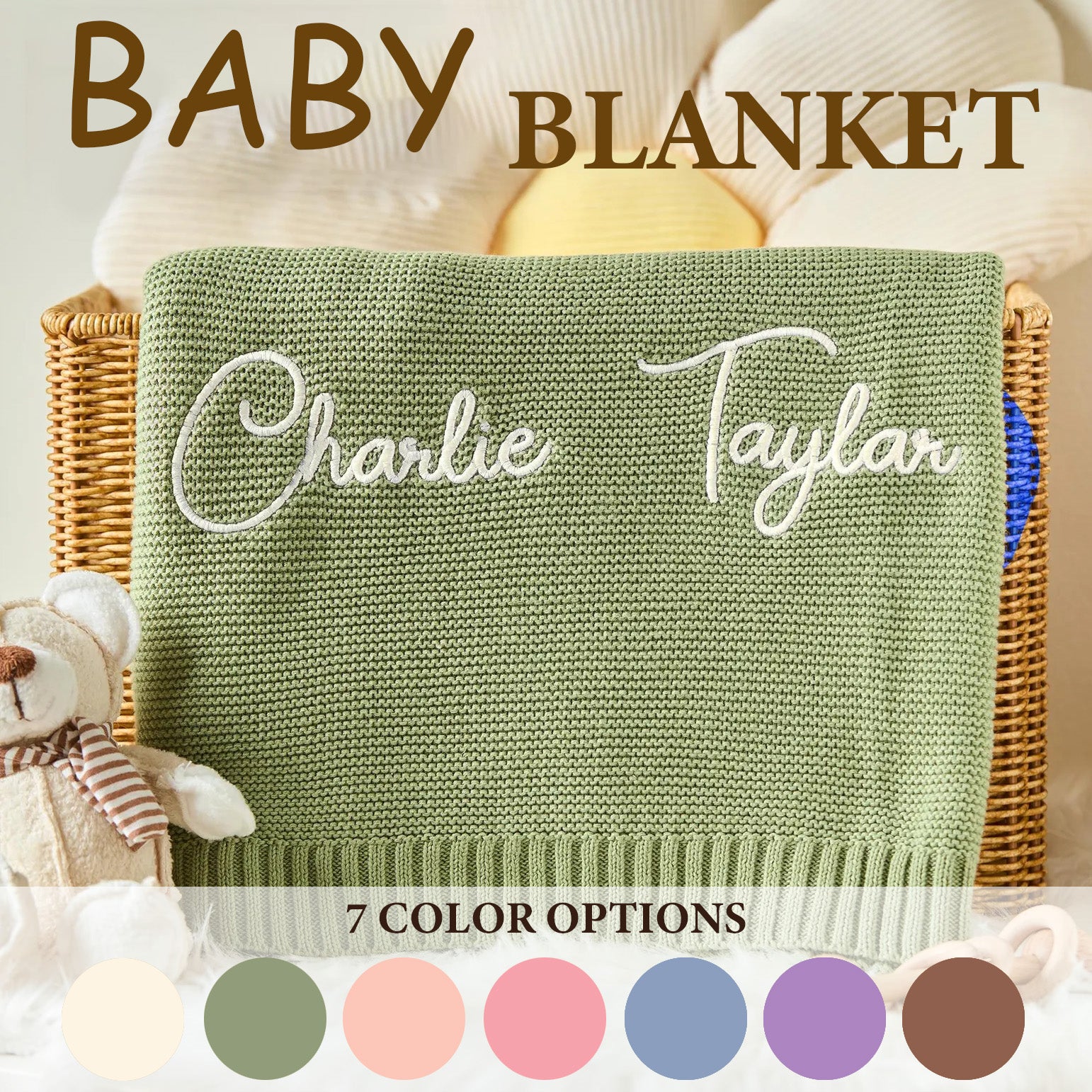 Personalized Baby Name Knit Blanket - Image 10