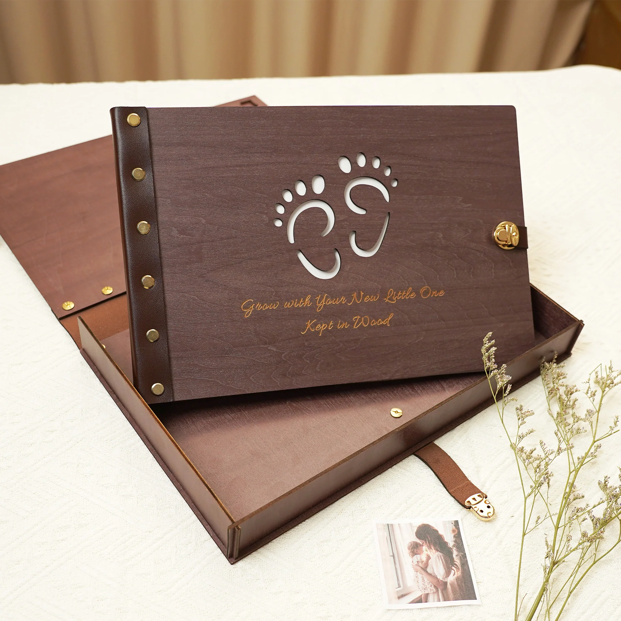 Wooden Baby Photo Album – Footprint Cover - Image 10