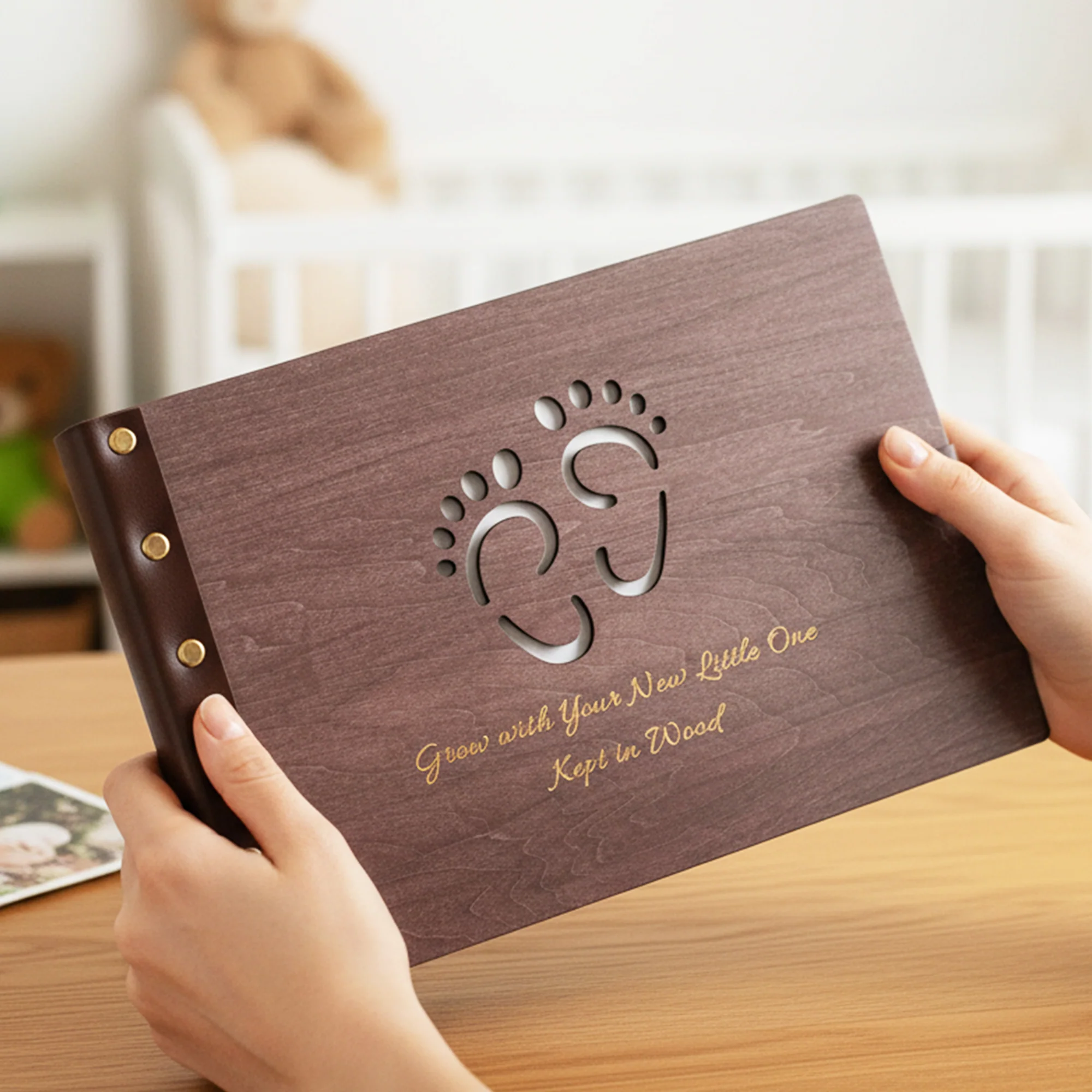 Wooden Baby Photo Album – Footprint Cover - Image 3