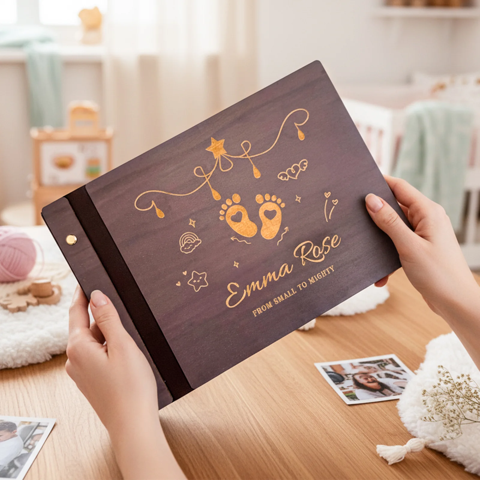 Personalized Baby Photo Album – Custom Wooden Cover with Baby’s Name - Image 3