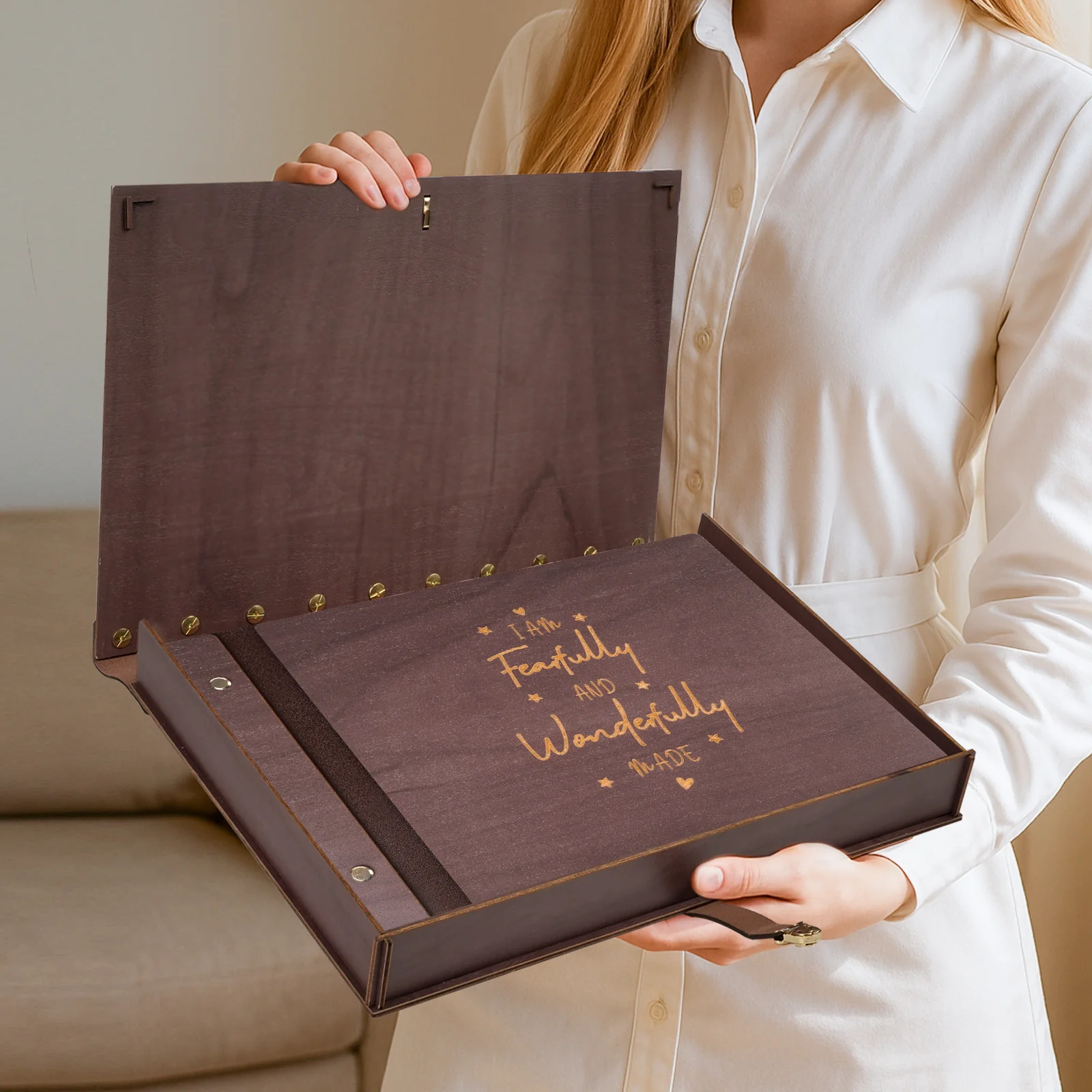 Wooden Baby Photo Album – Faith-Inspired Keepsake with Engraved Quote - Image 10